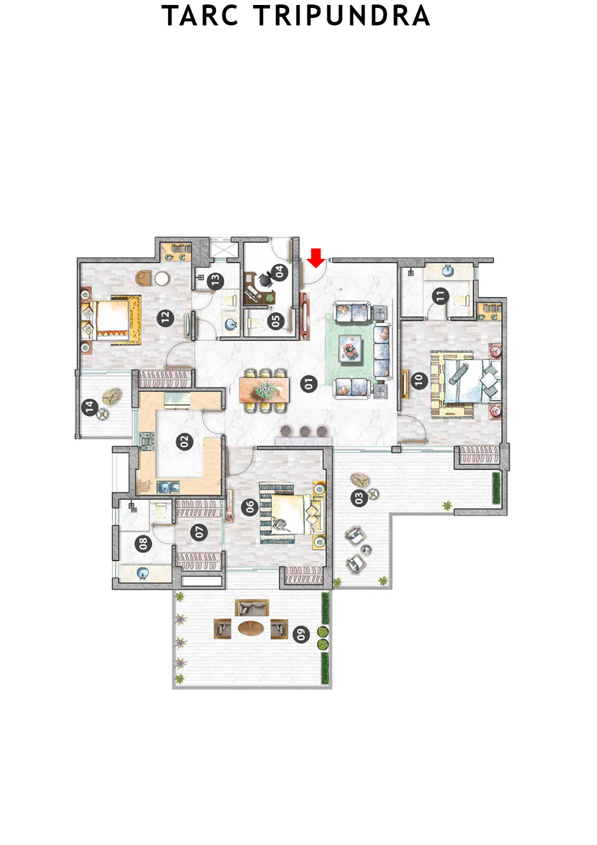 Tarc Tripundra Tower A Unit 3 (Type B) Floor Plan