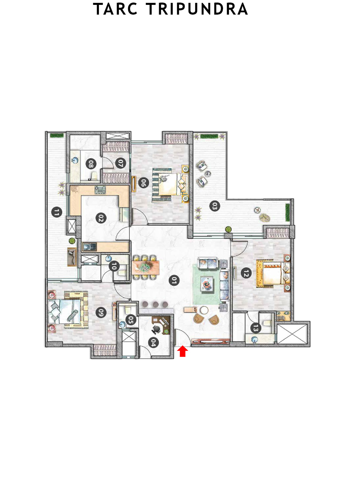 Tarc Tripundra Tower A Unit 4 (Type E) Floor Plan