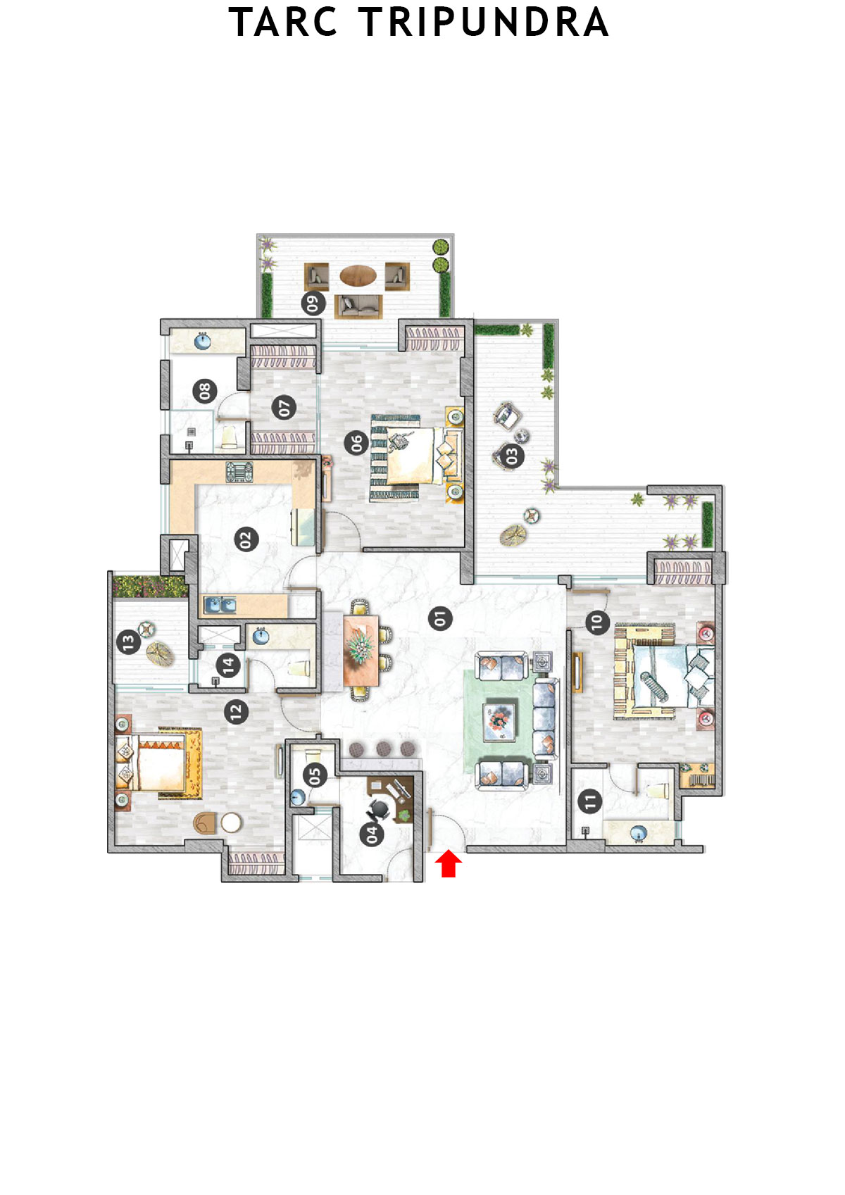 Tarc Tripundra Tower A Unit 4 (Type E) Floor Plan