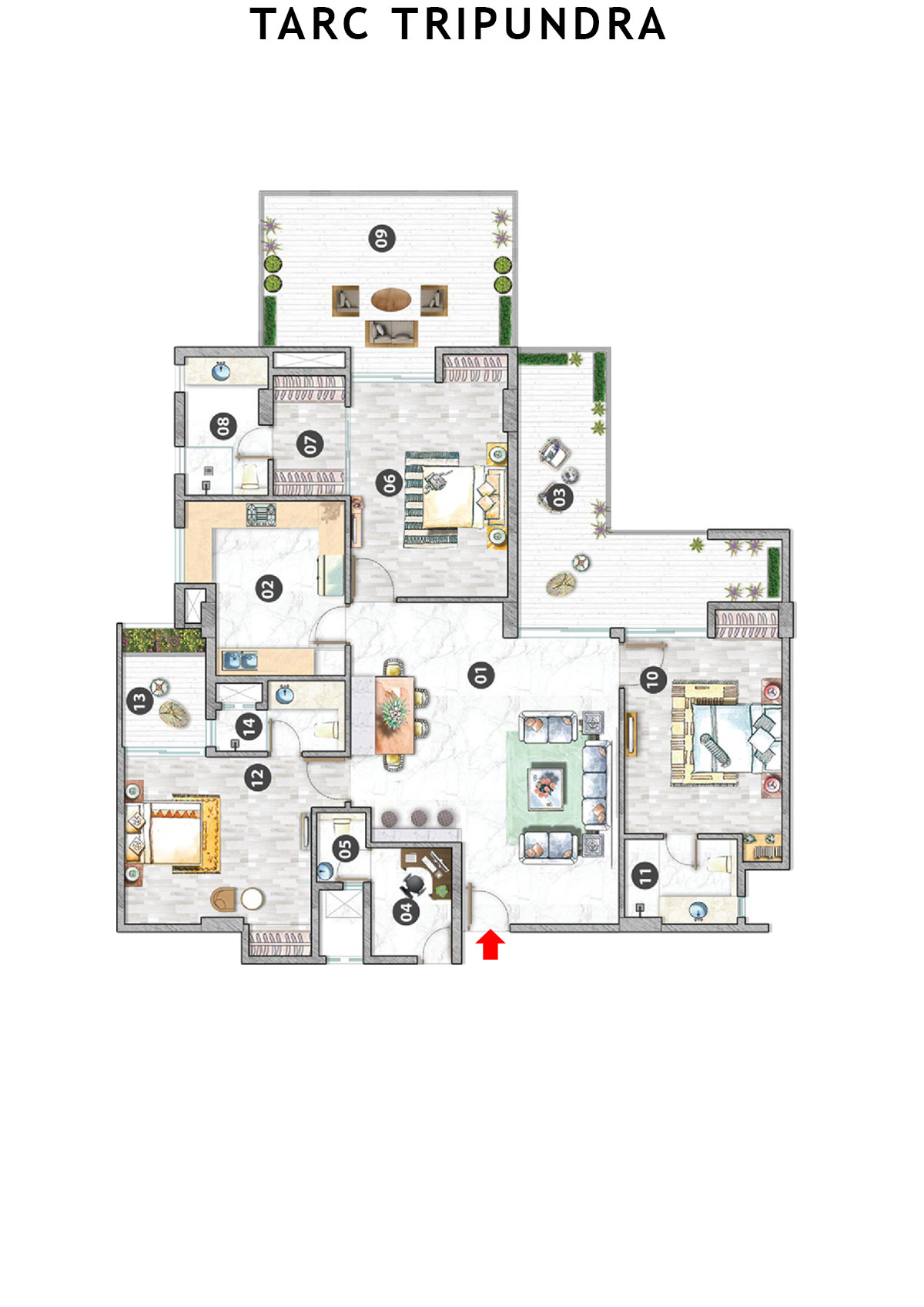 Tarc Tripundra Tower A Unit 4 (Type E) Floor Plan