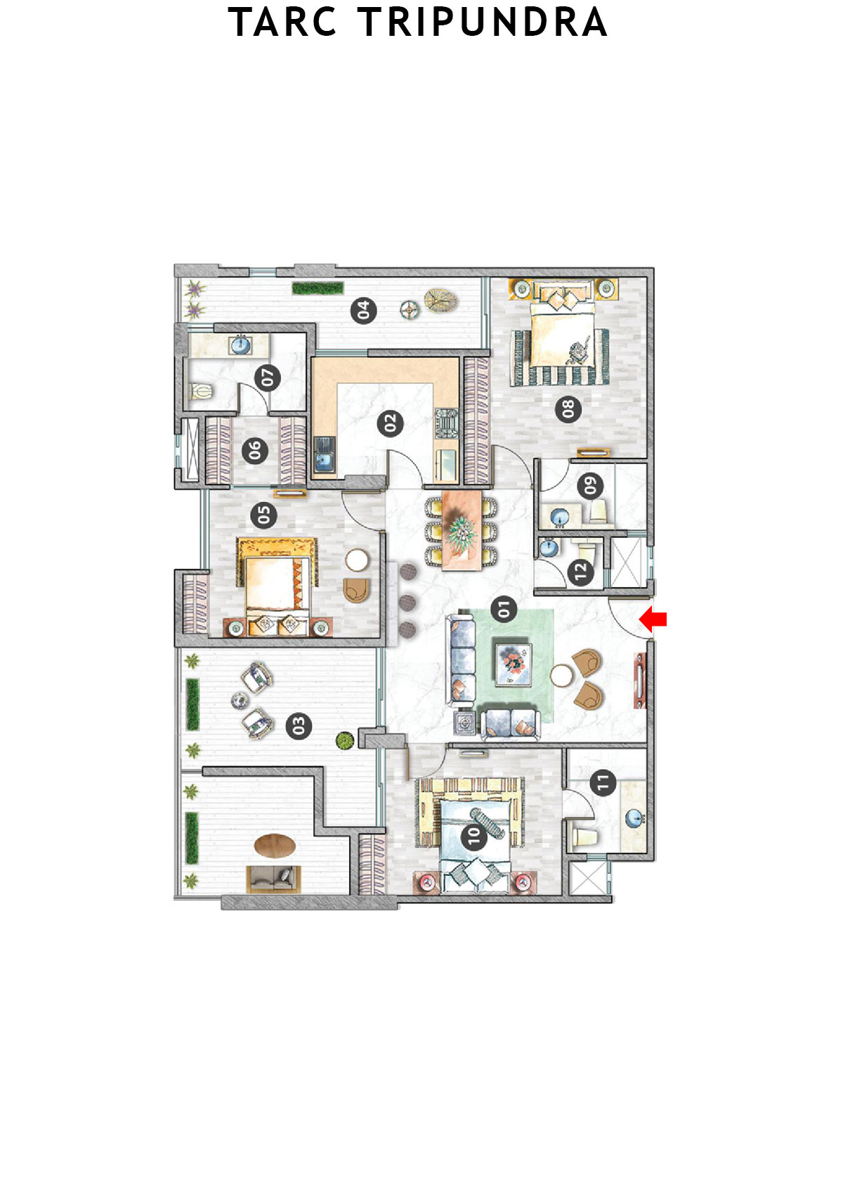 Tarc Tripundra Tower A Unit 7 (Type BA) Floor Plan