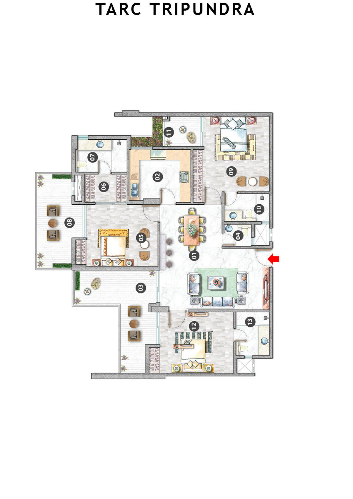 Tarc Tripundra Tower A Unit 7 (Type BA) Floor Plan