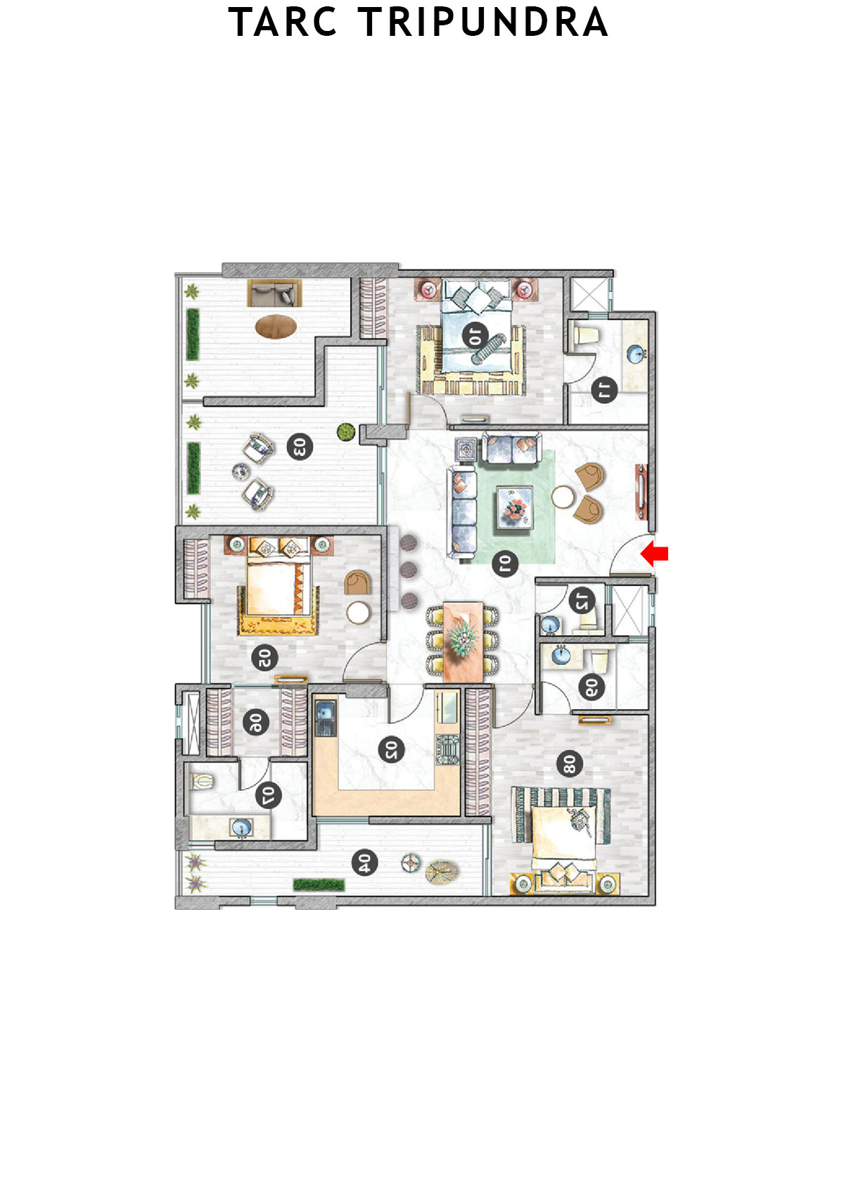 Tarc Tripundra Tower A Unit 8 (Type BA) Floor Plan