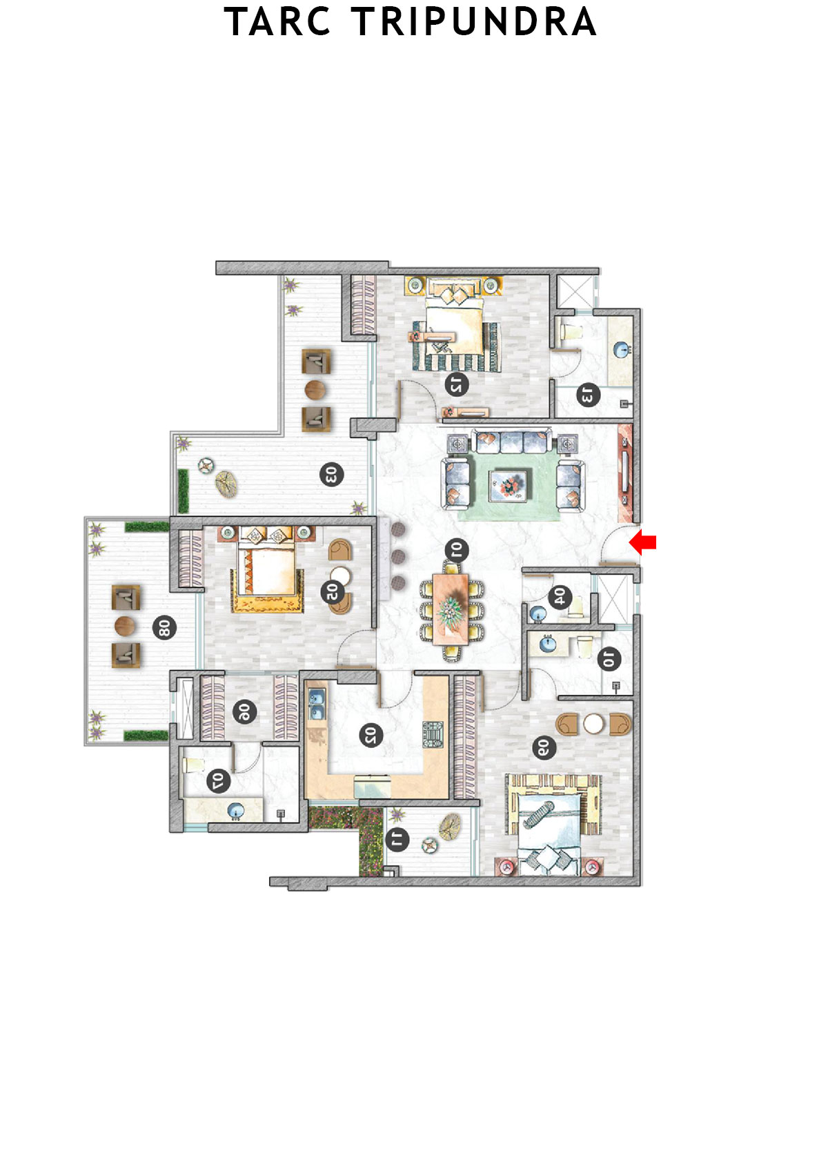 Tarc Tripundra Tower A Unit 8 (Type BA) Floor Plan