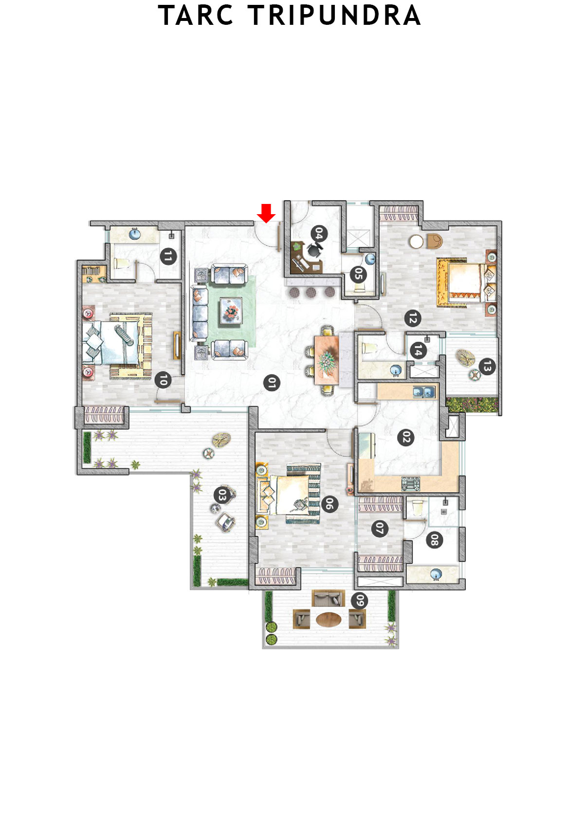 Tarc Tripundra Tower B Unit 12 (Type E) Floor Plan