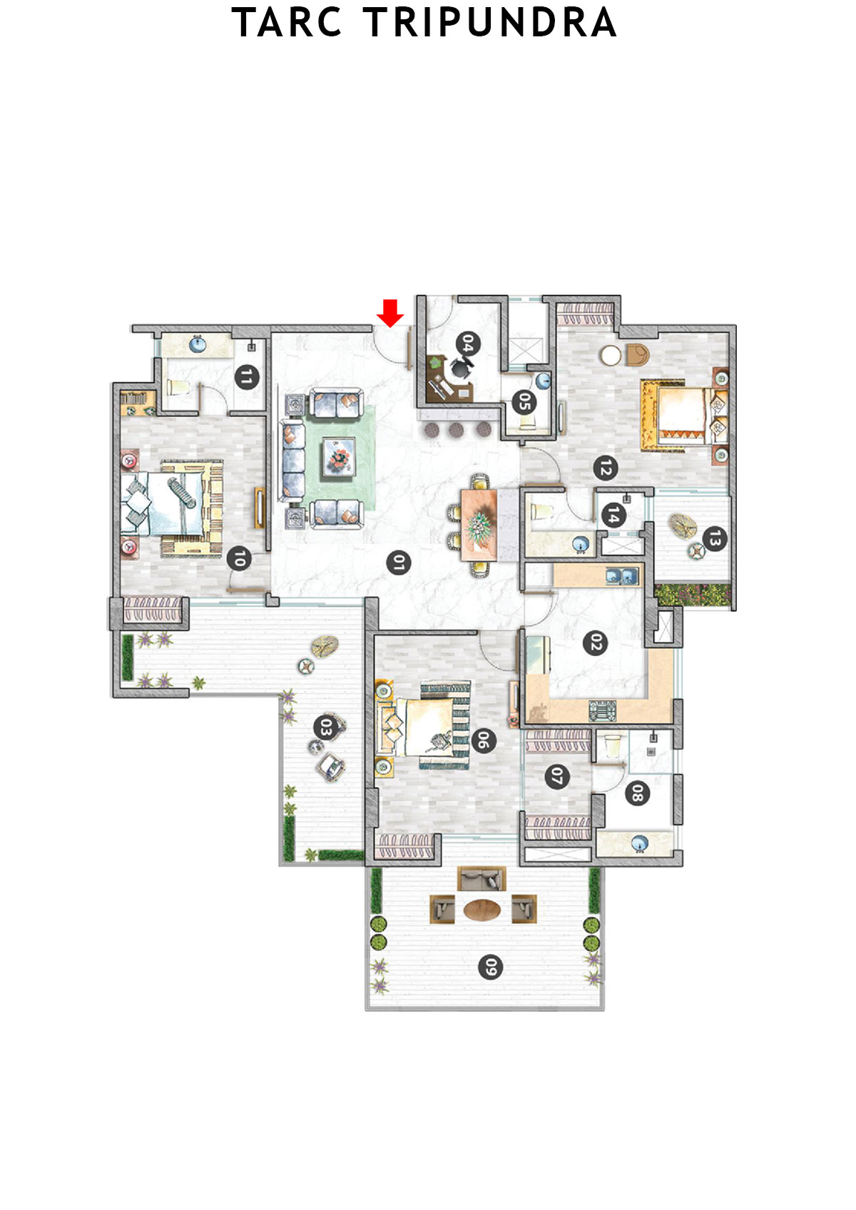 Tarc Tripundra Tower B Unit 12 (Type E) Floor Plan