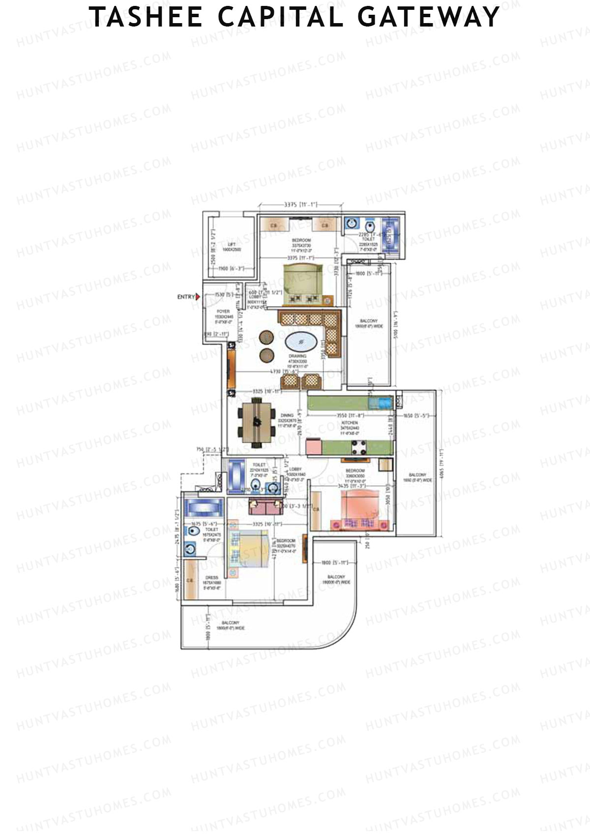 Tashee Capital Gateway Tower F Unit 3 Floor Plan