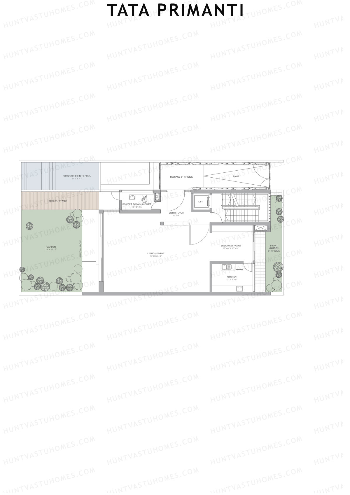Tata Primanti Villa B 1-6 Unit 1 (Villa) Floor Plan