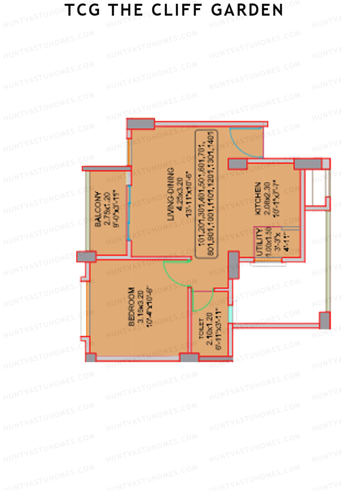 TCG The Cliff Garden Bluebell Unit 1 Floor Plan
