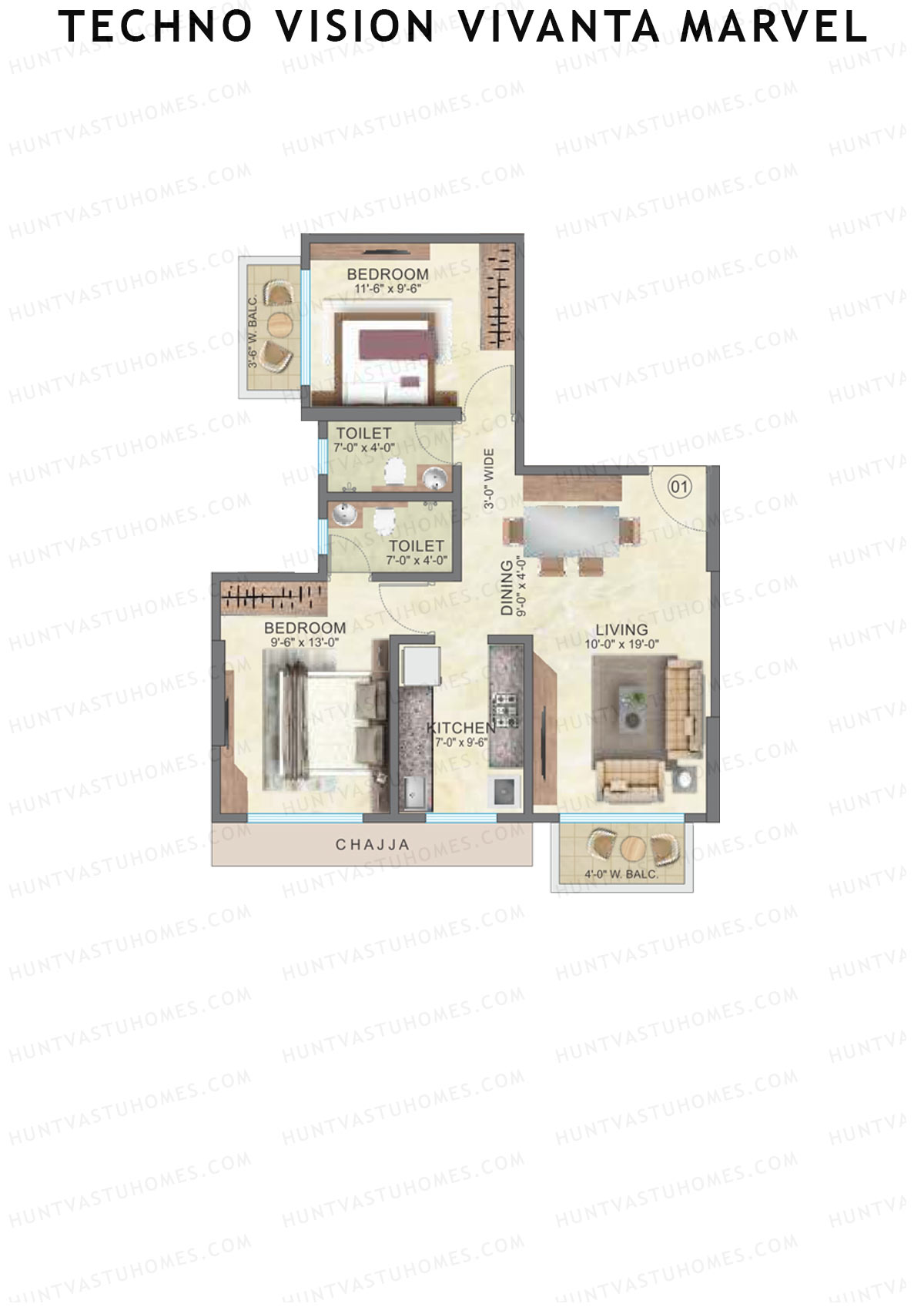 Techno Vision Vivanta Marvel Block A Unit 1 Floor Plan