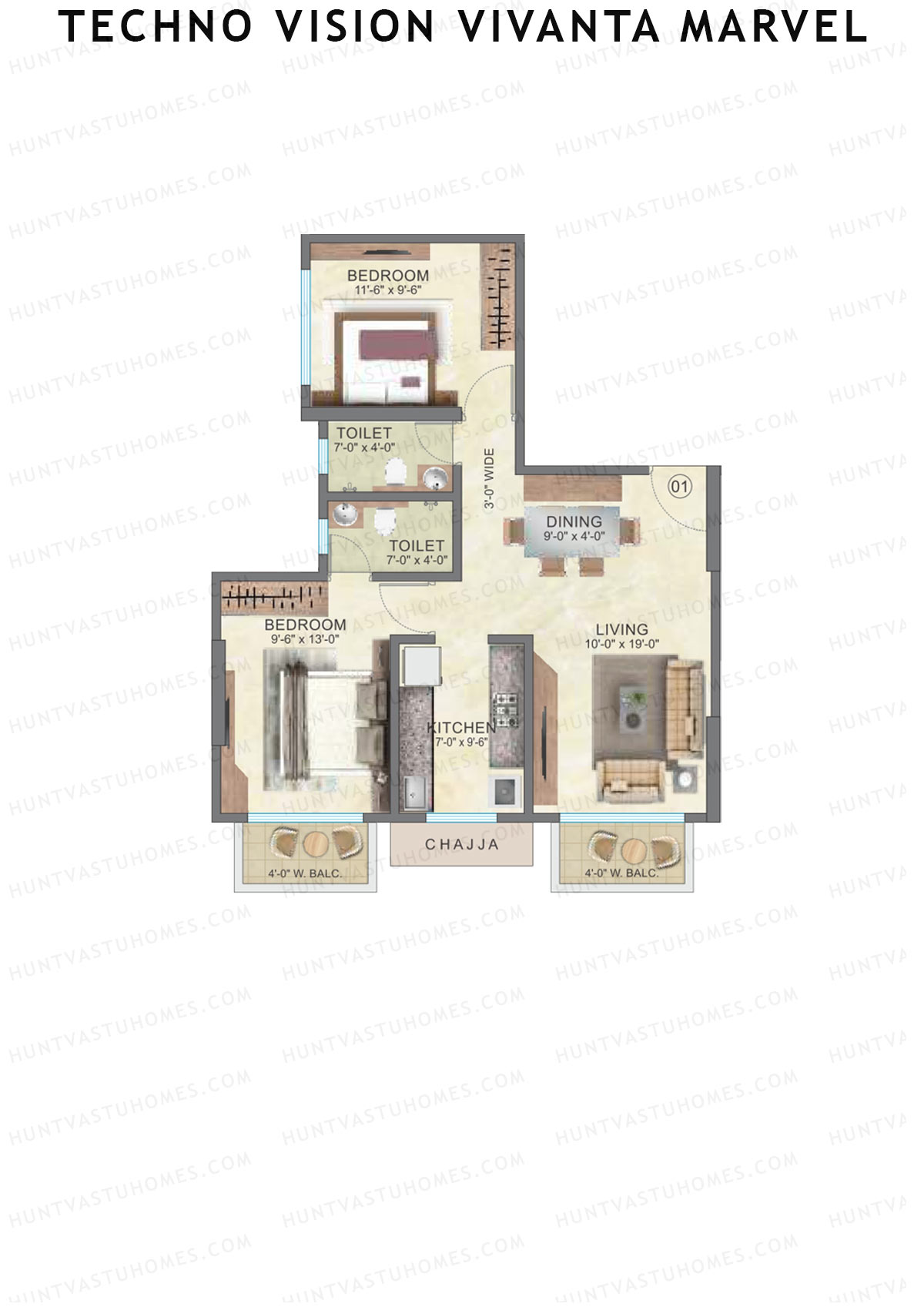 Techno Vision Vivanta Marvel Block A Unit 1 Floor Plan