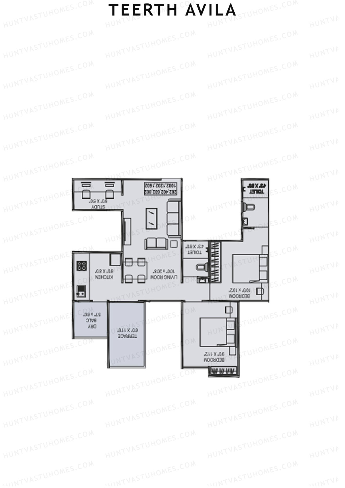 Teerth Avila Tower B Unit 2 Floor Plan