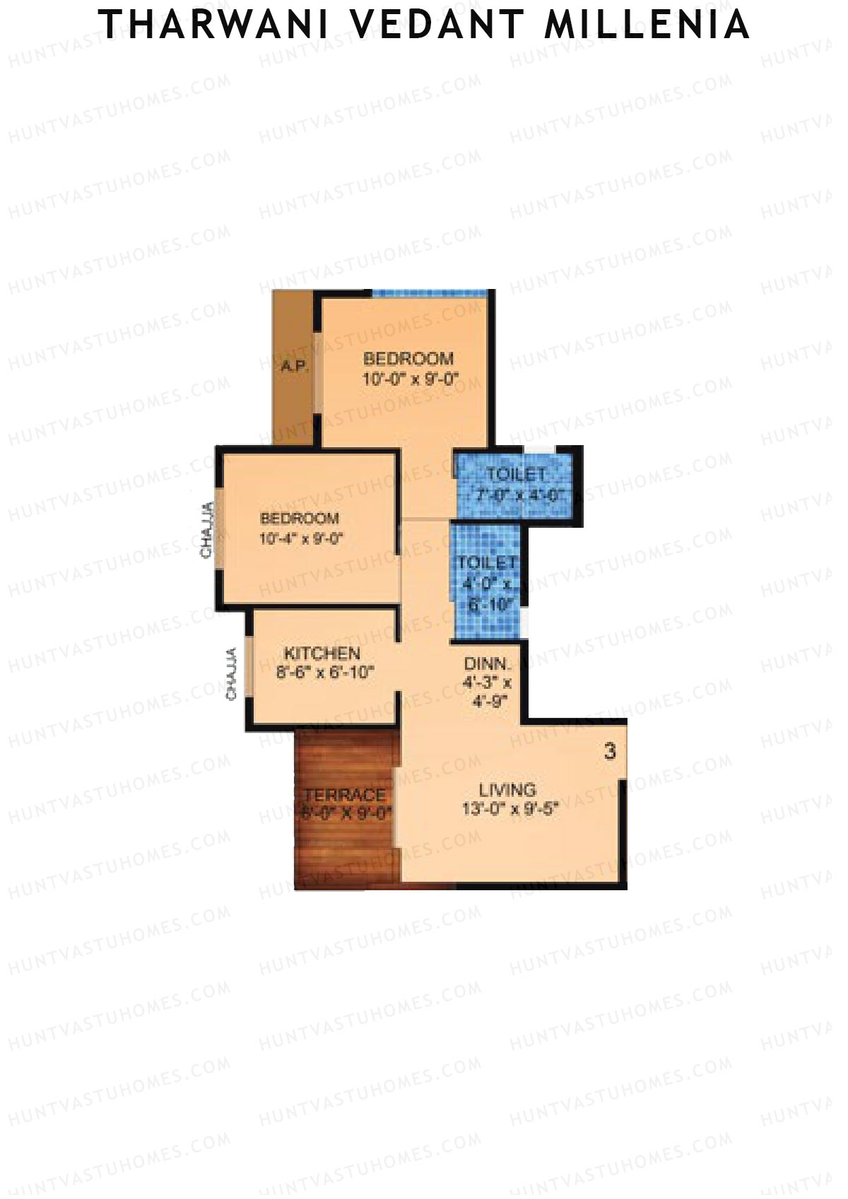 Tharwani Vedant Millenia Tower D Unit 3 Floor Plan