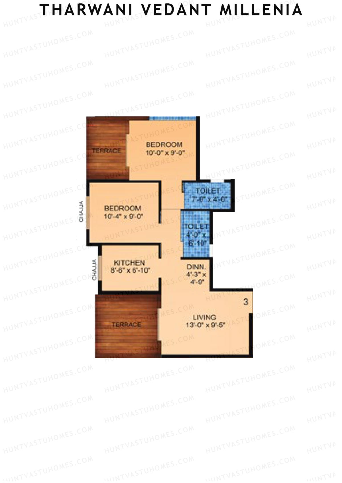 Tharwani Vedant Millenia Tower D Unit 3 Floor Plan