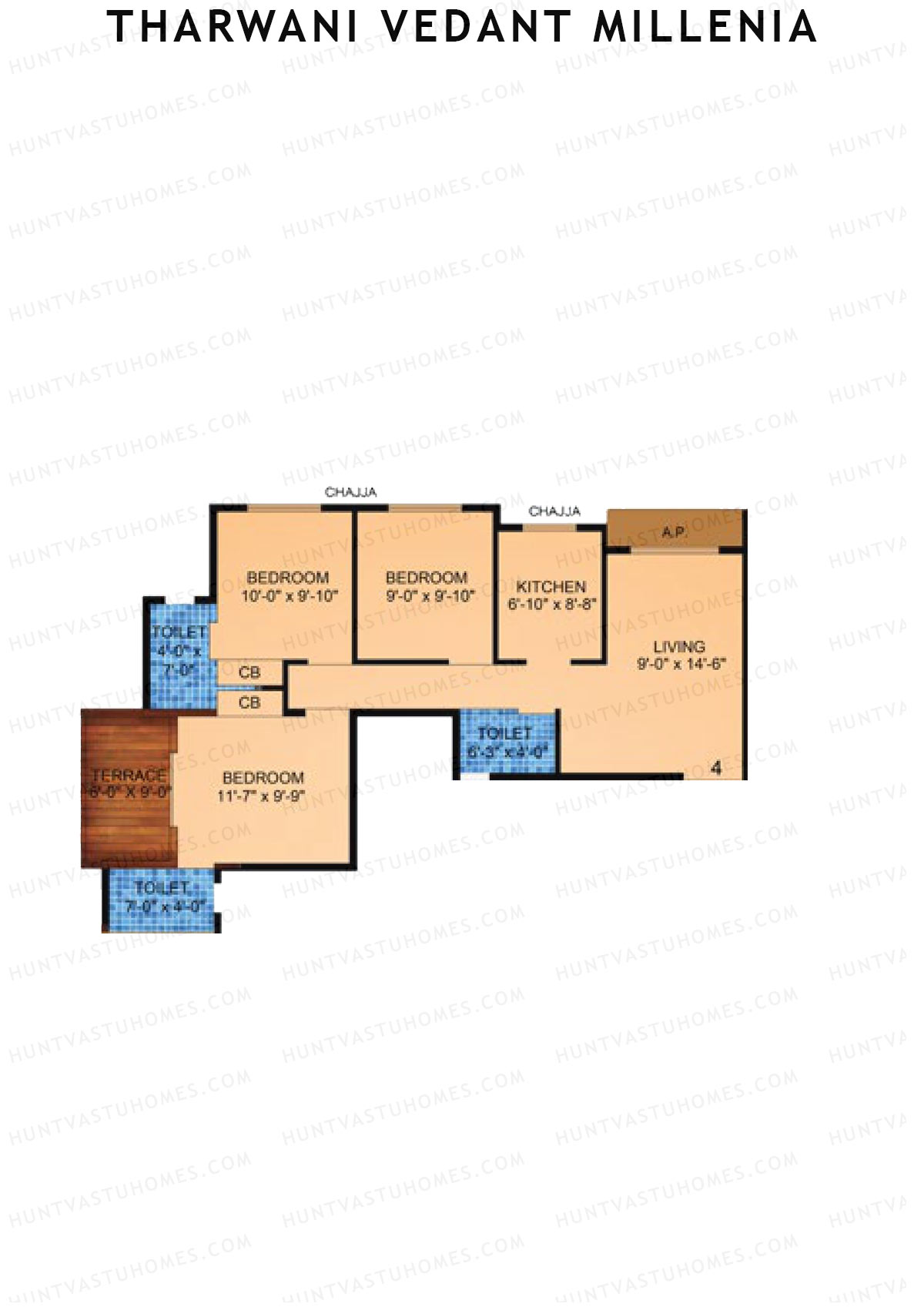 Tharwani Vedant Millenia Tower D Unit 4 Floor Plan