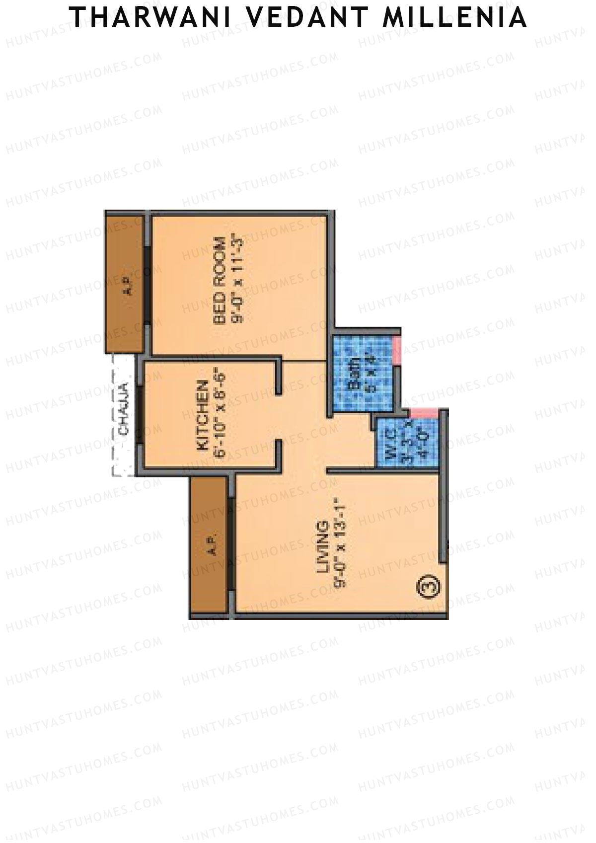 Tharwani Vedant Millenia Tower E Unit 3 Floor Plan