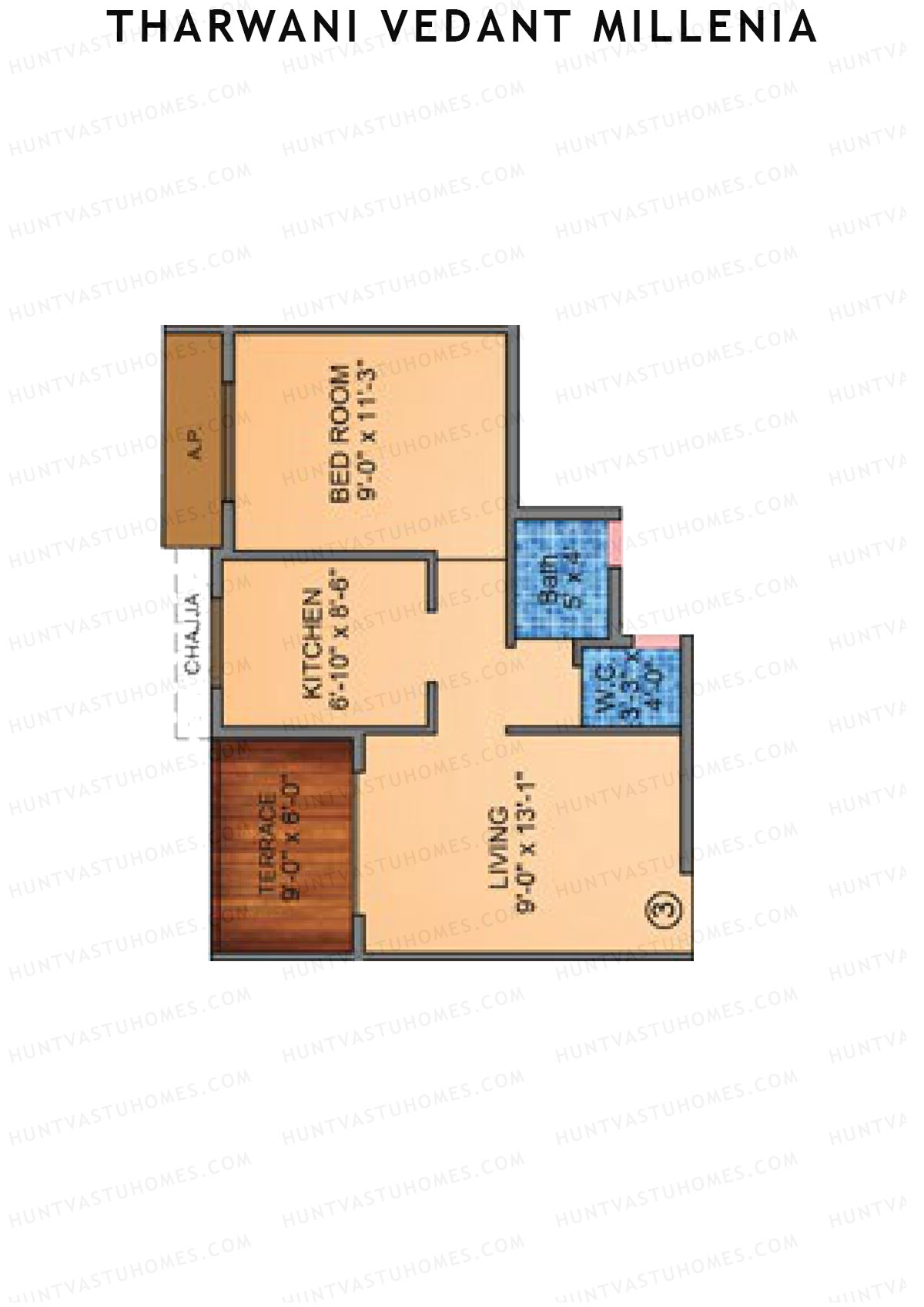 Tharwani Vedant Millenia Tower E Unit 3 Floor Plan