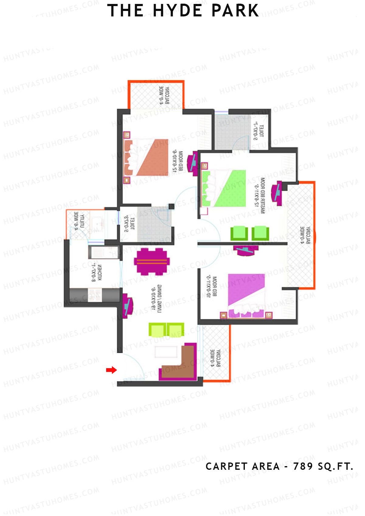 The Hyde Park Tower R Unit 1 Floor Plan