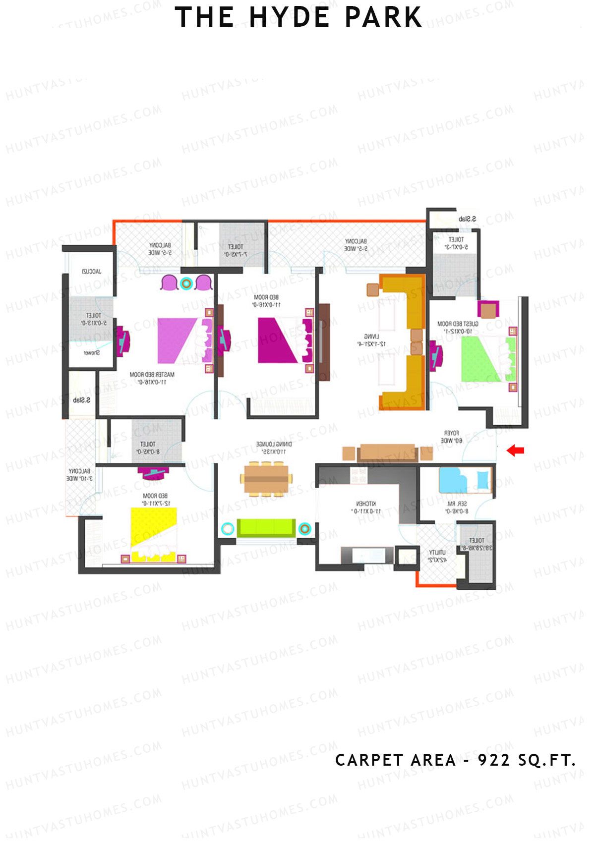 The Hyde Park Tower V Unit 1 Floor Plan