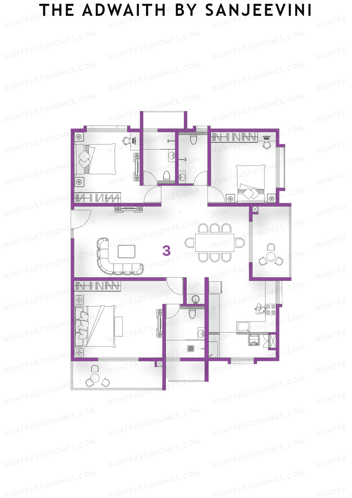 The Adwaith by Sanjeevini Aarka Unit 3  Floor Plan
