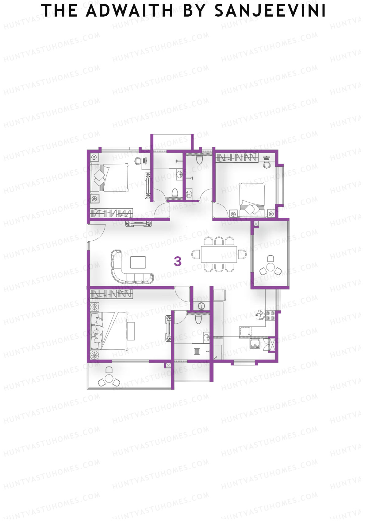 The Adwaith by Sanjeevini Tower Aqua Unit 3  Floor Plan
