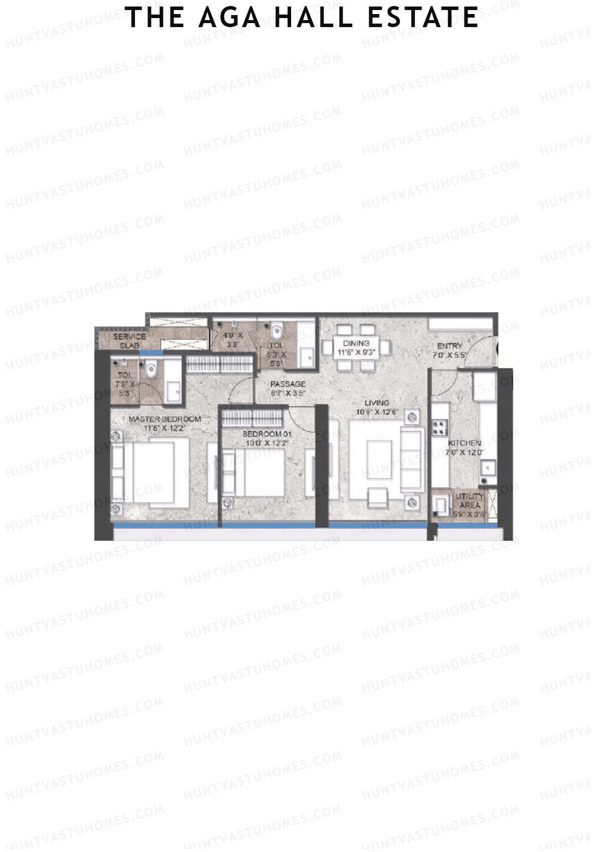 The Aga Hall Estate Wing B Unit 1 Floor Plan