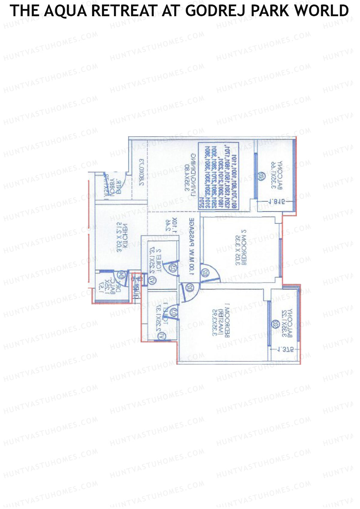 The Aqua Retreat at Godrej Park World, Tower 1 Wing B, Unit 2, 2BHK, Carpet Area 873   sq ft 