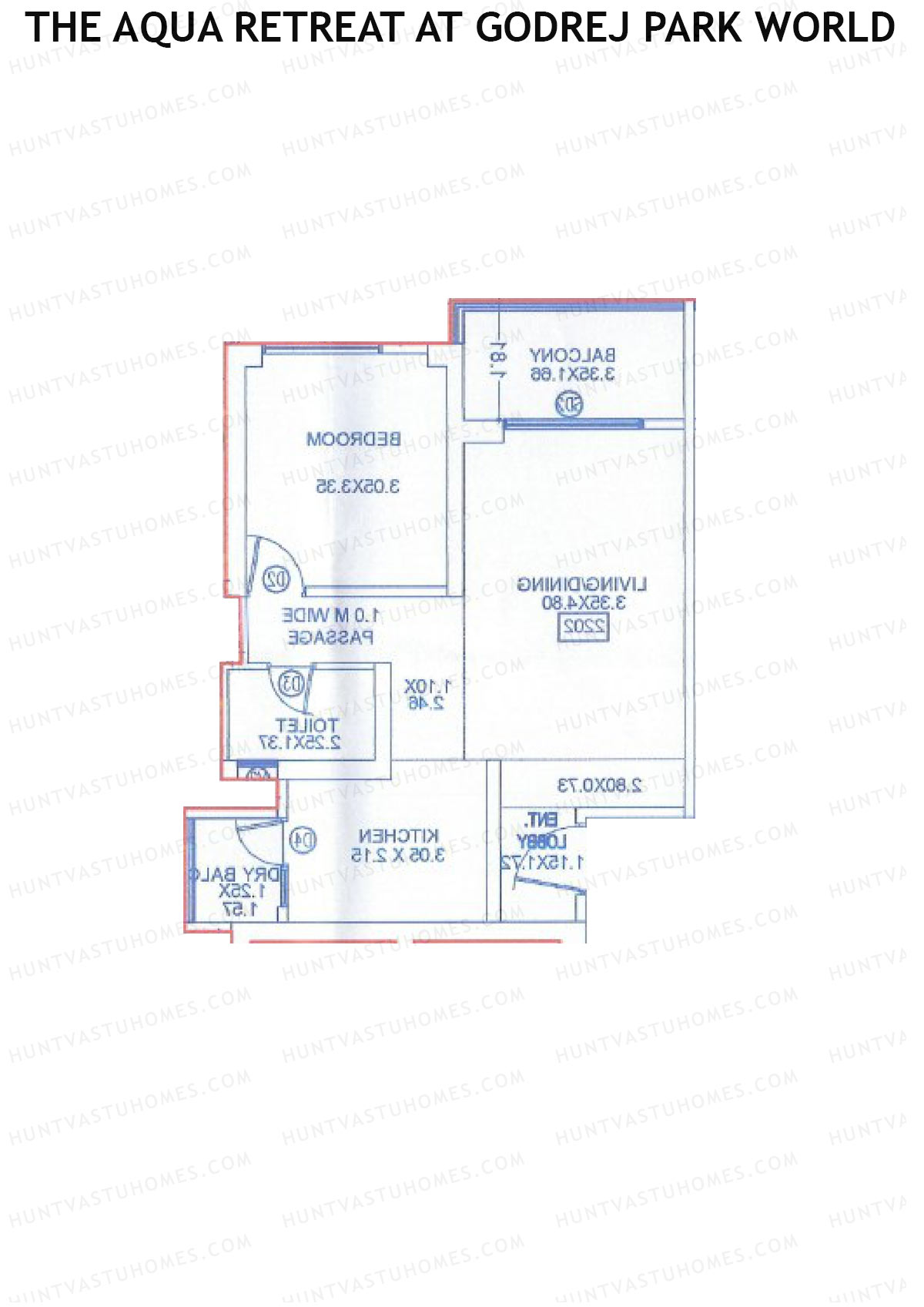 The Aqua Retreat at Godrej Park World, Tower 3 Wing E, Unit 1, 1BHK, Carpet Area 621   sq ft 