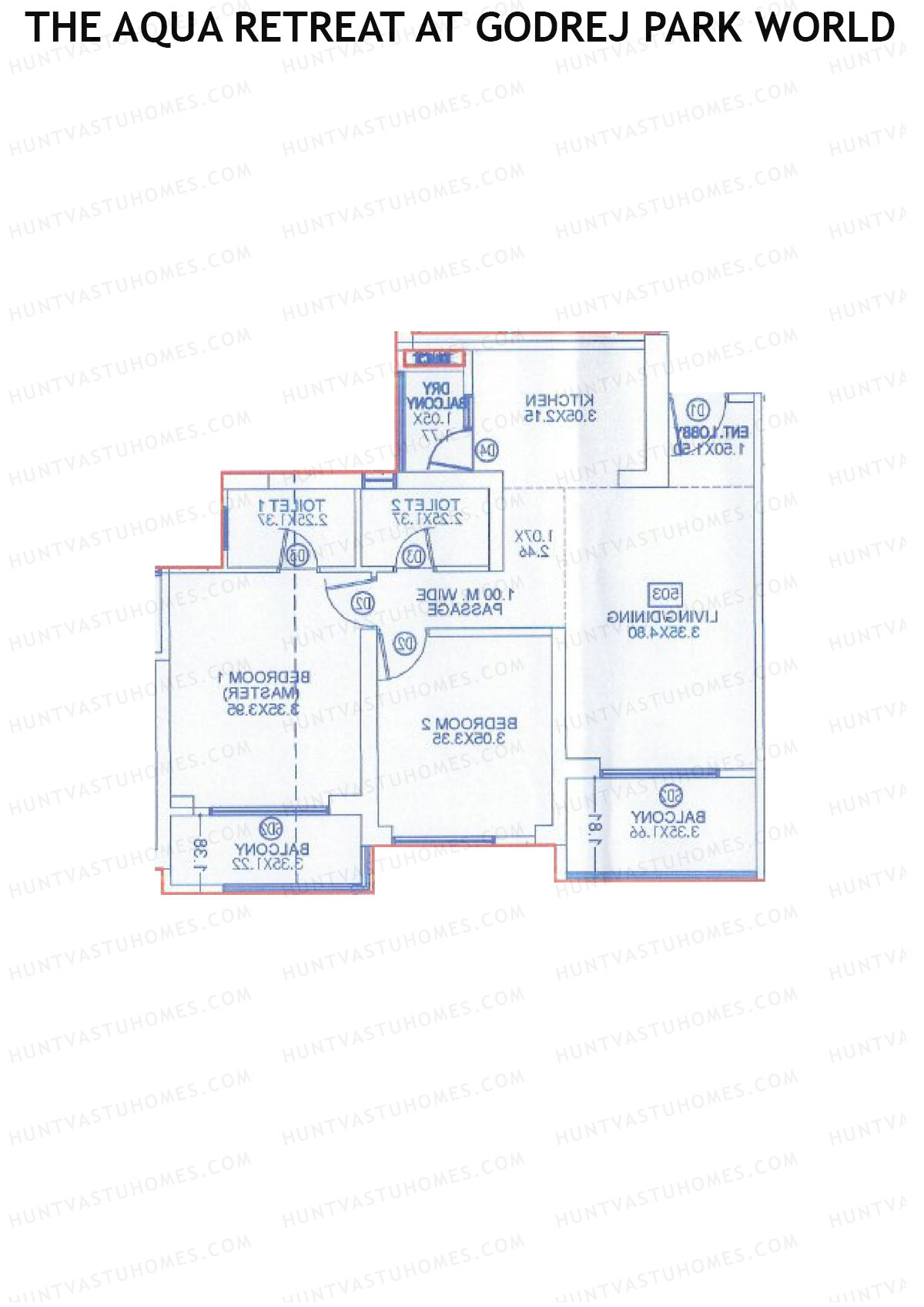 The Aqua Retreat at Godrej Park World, Tower 4 Wing G, Unit 4, 2BHK, Carpet Area 860   sq ft 