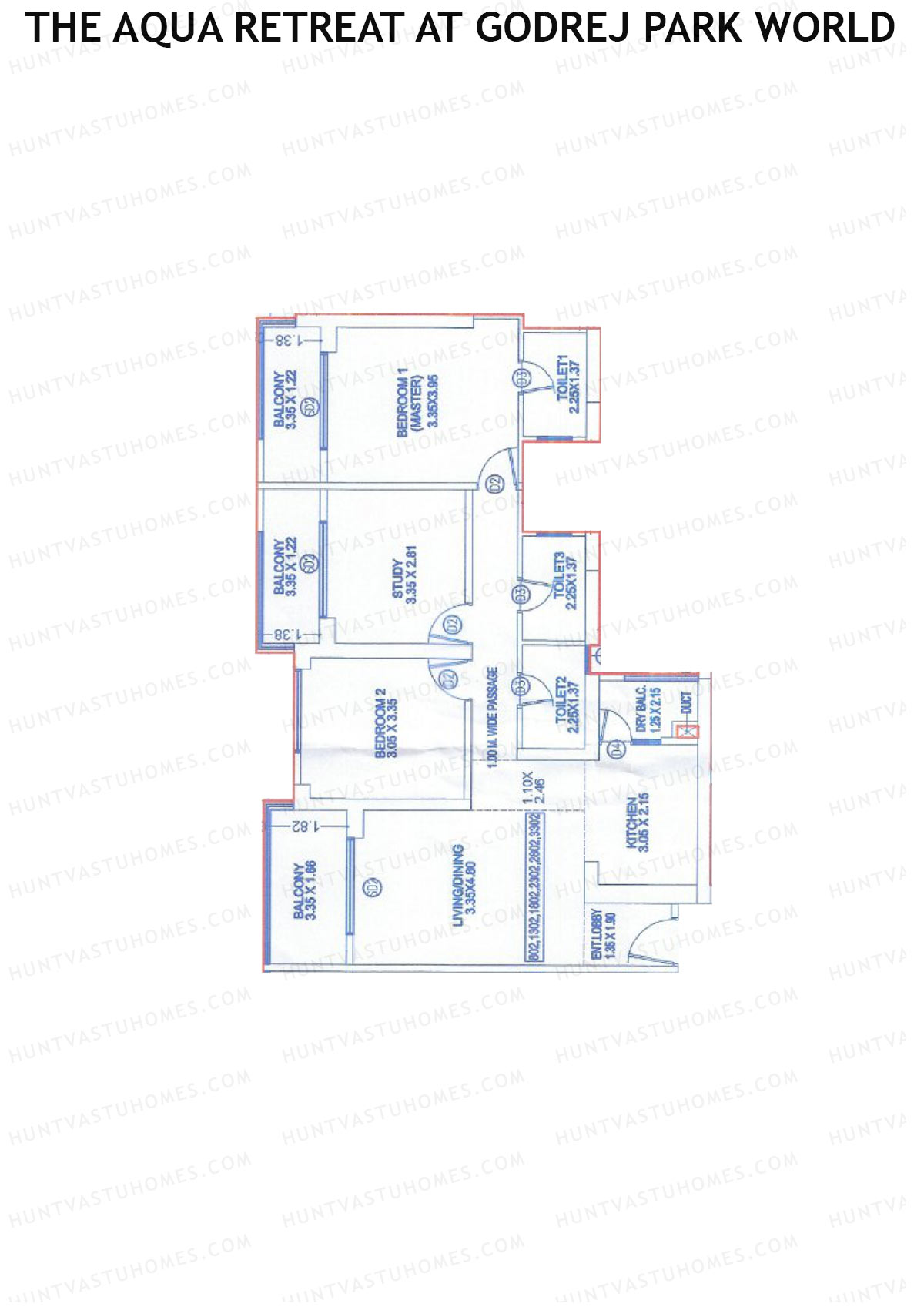 The Aqua Retreat at Godrej Park World, Tower 6 Wing L, Unit 2, 2BHK, Carpet Area 1116   sq ft 