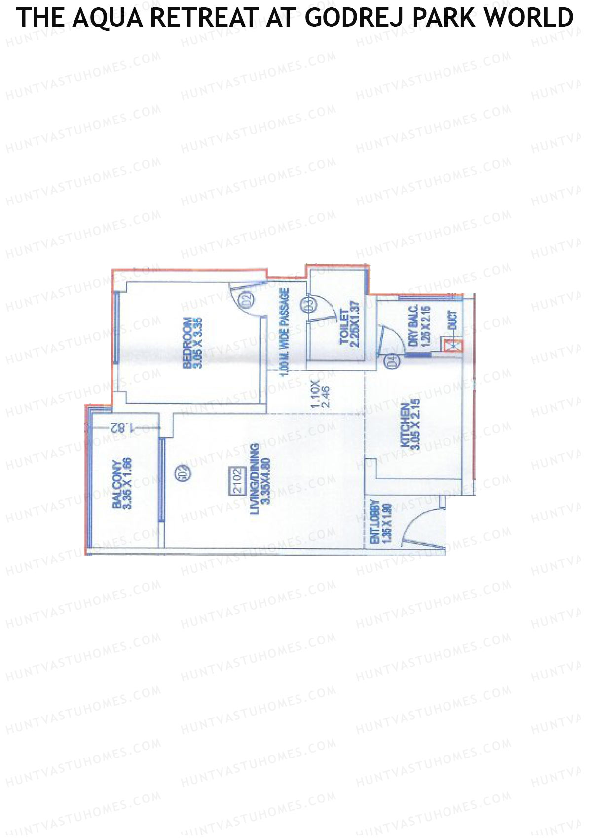 The Aqua Retreat at Godrej Park World, Tower 6 Wing L, Unit 2, 1BHK, Carpet Area 621   sq ft 