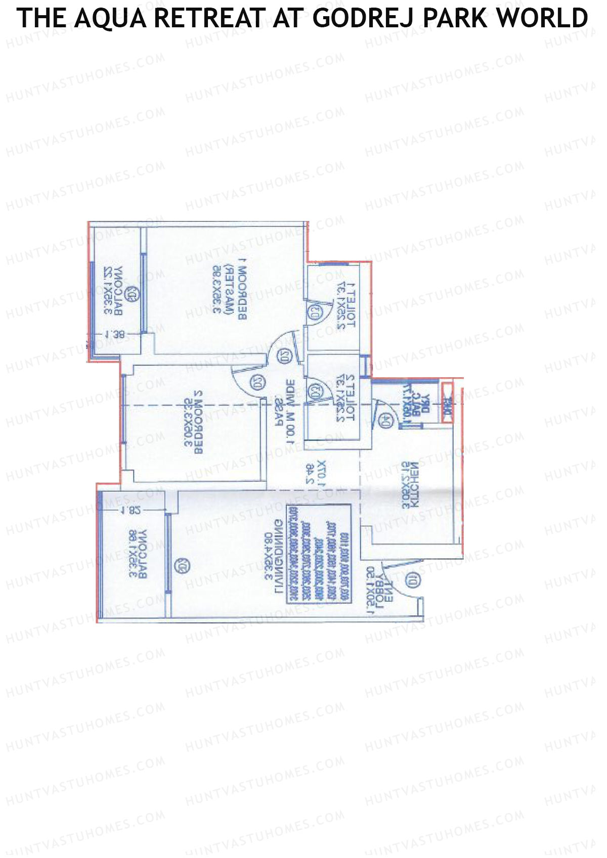 The Aqua Retreat at Godrej Park World, Tower 7 Wing N, Unit 2, 2BHK, Carpet Area 860   sq ft 