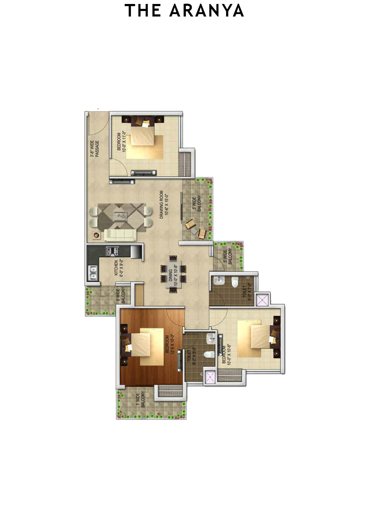 The Aranya Tower E Unit 3 Floor Plan