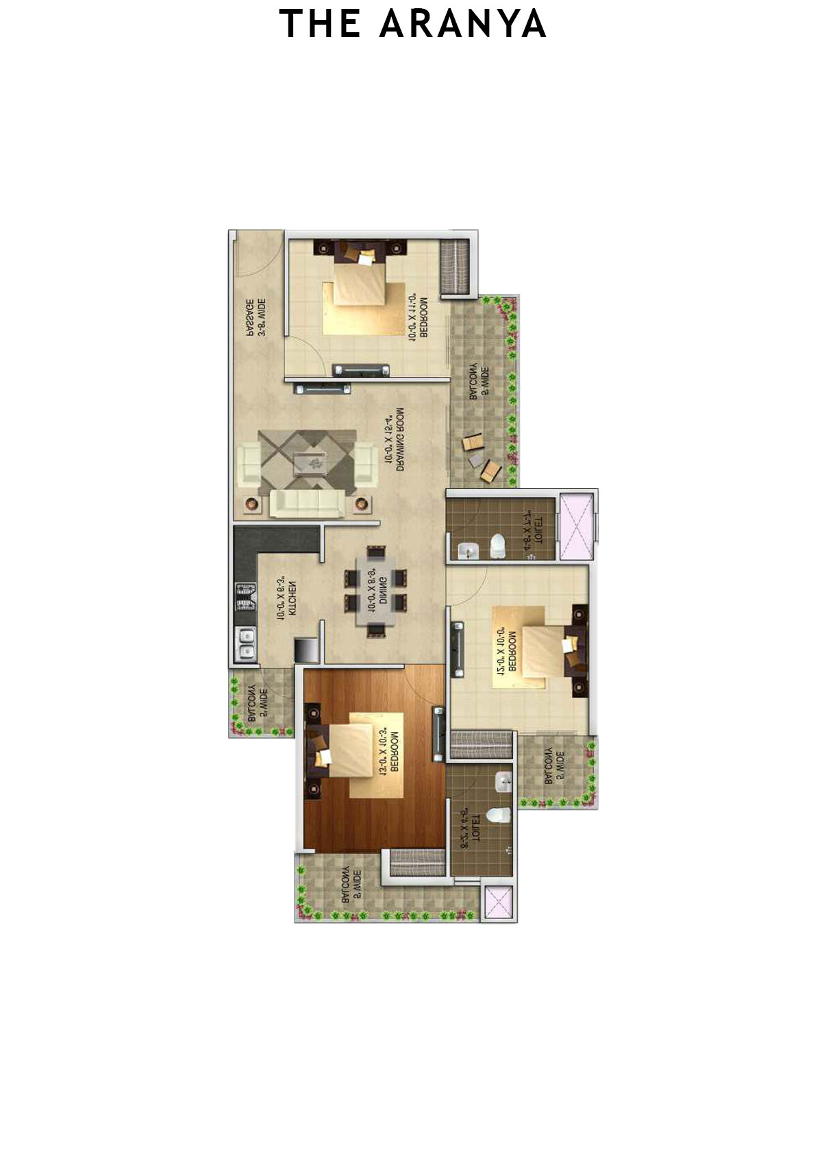 The Aranya Tower M Unit 3 Floor Plan