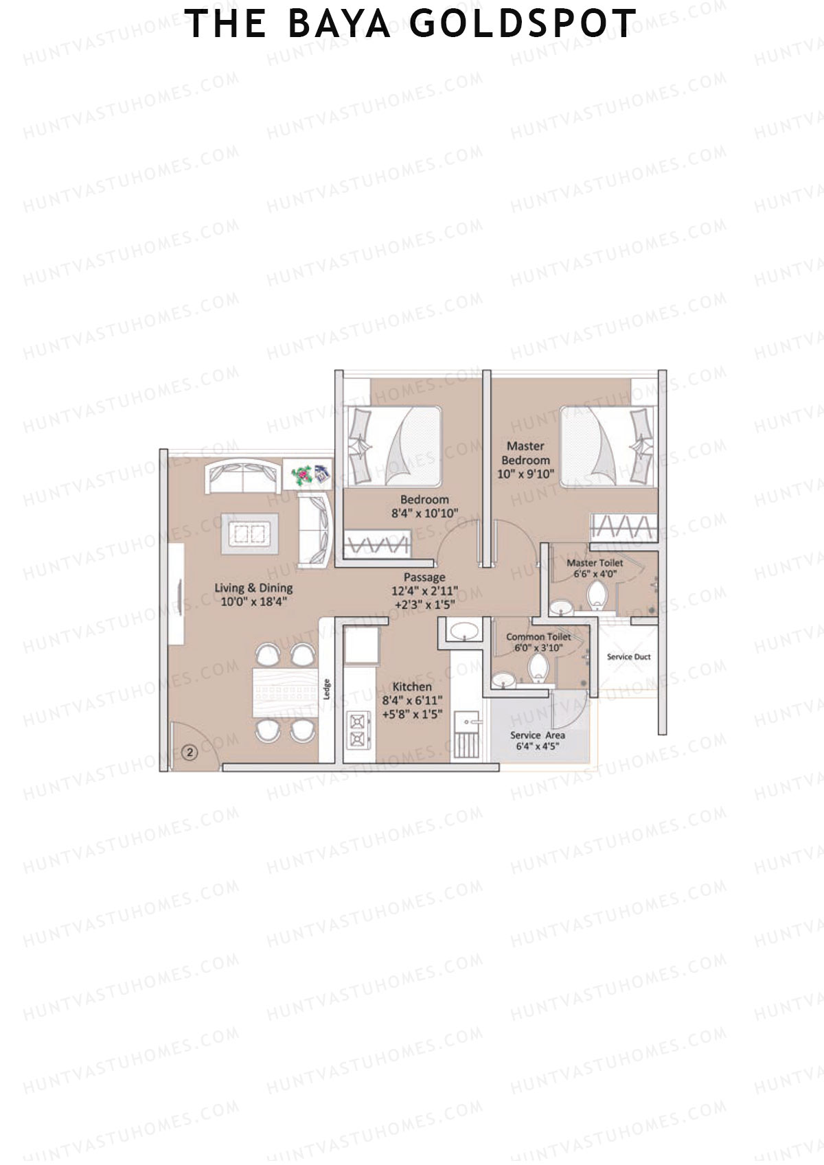 The Baya Goldspot Wing B Unit 2 Floor Plan