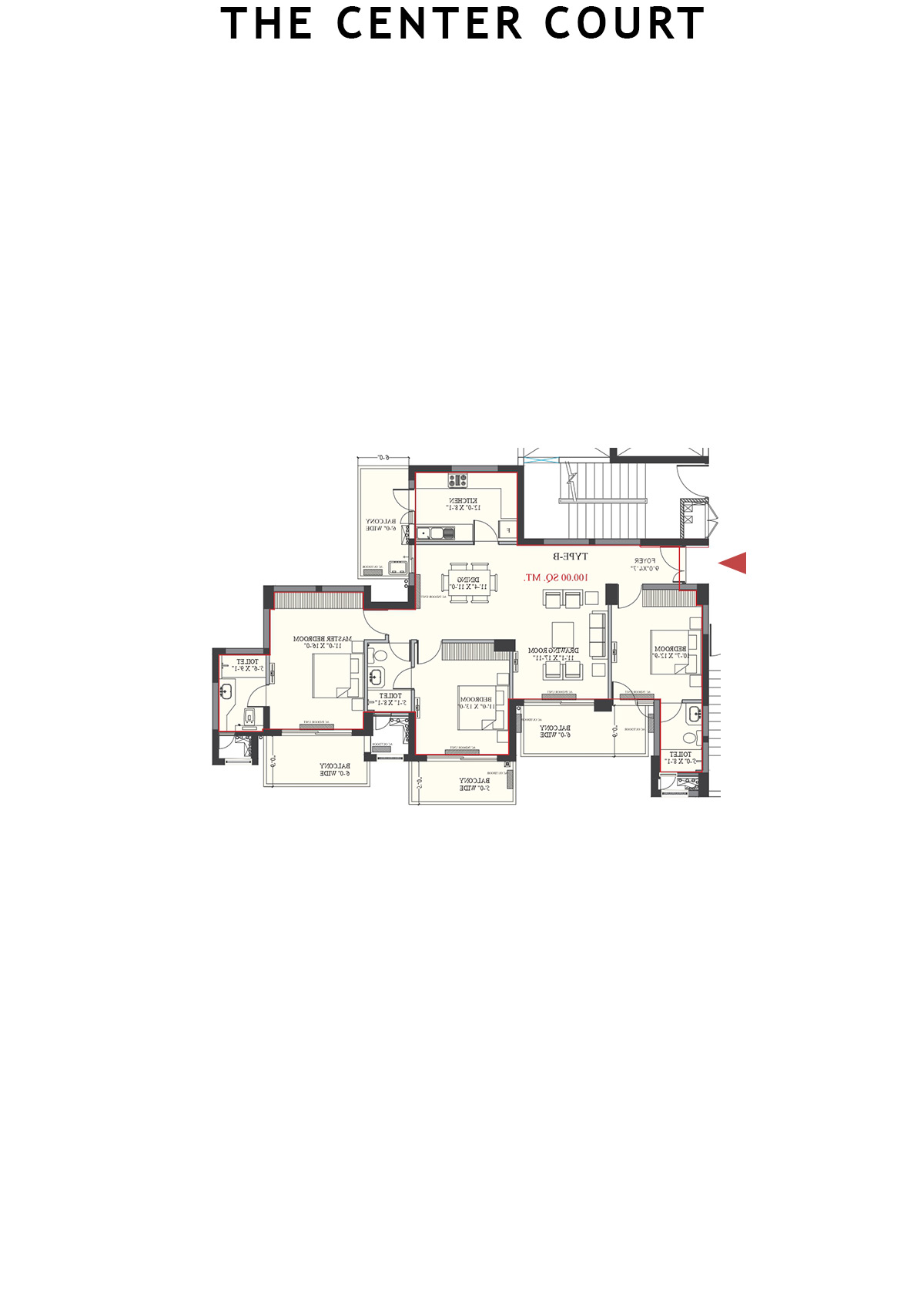 The Center Court Tower 3 Unit 7 (Type B) Floor Plan
