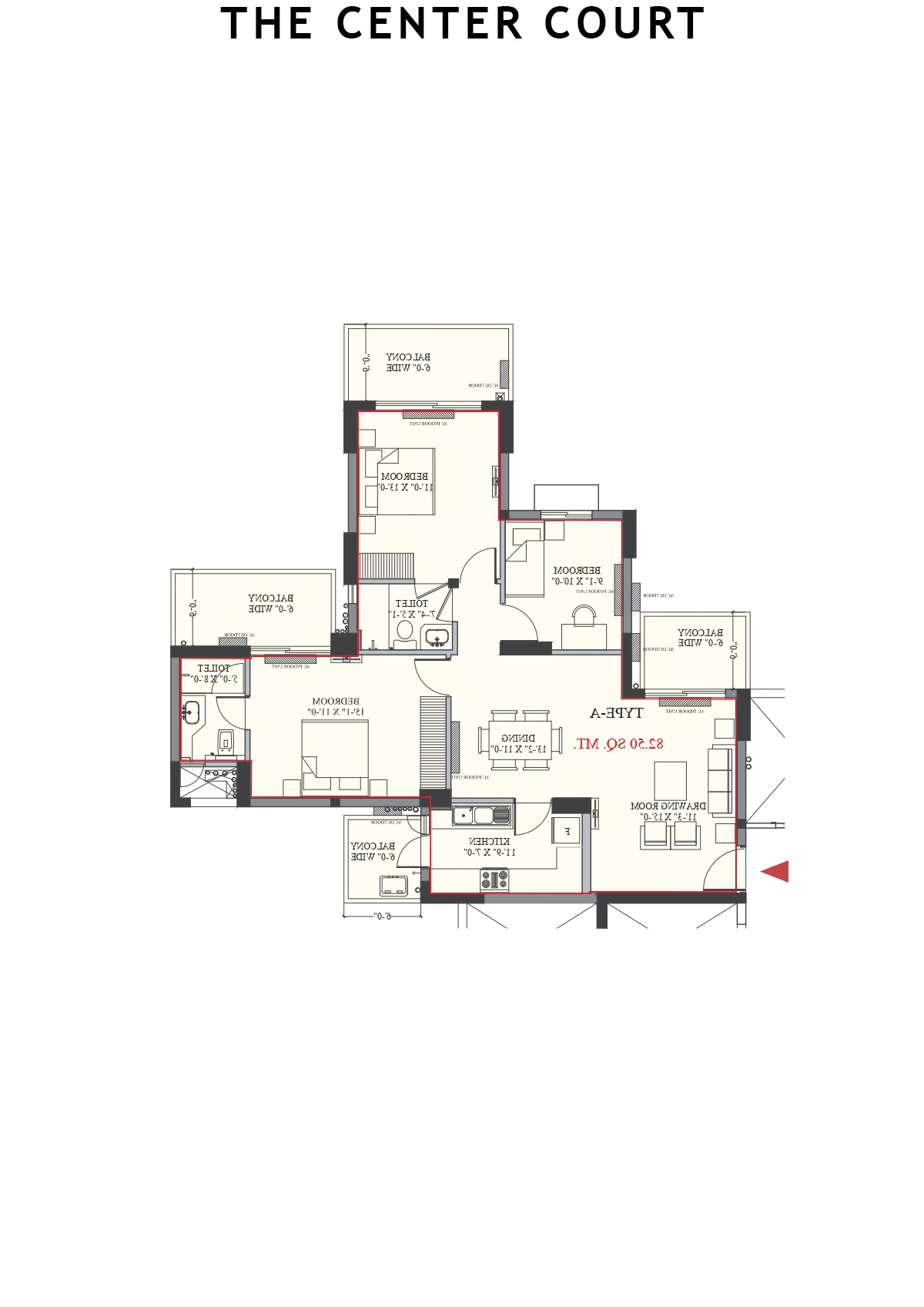 The Center Court Tower 3 Unit 8 (Type A) Floor Plan