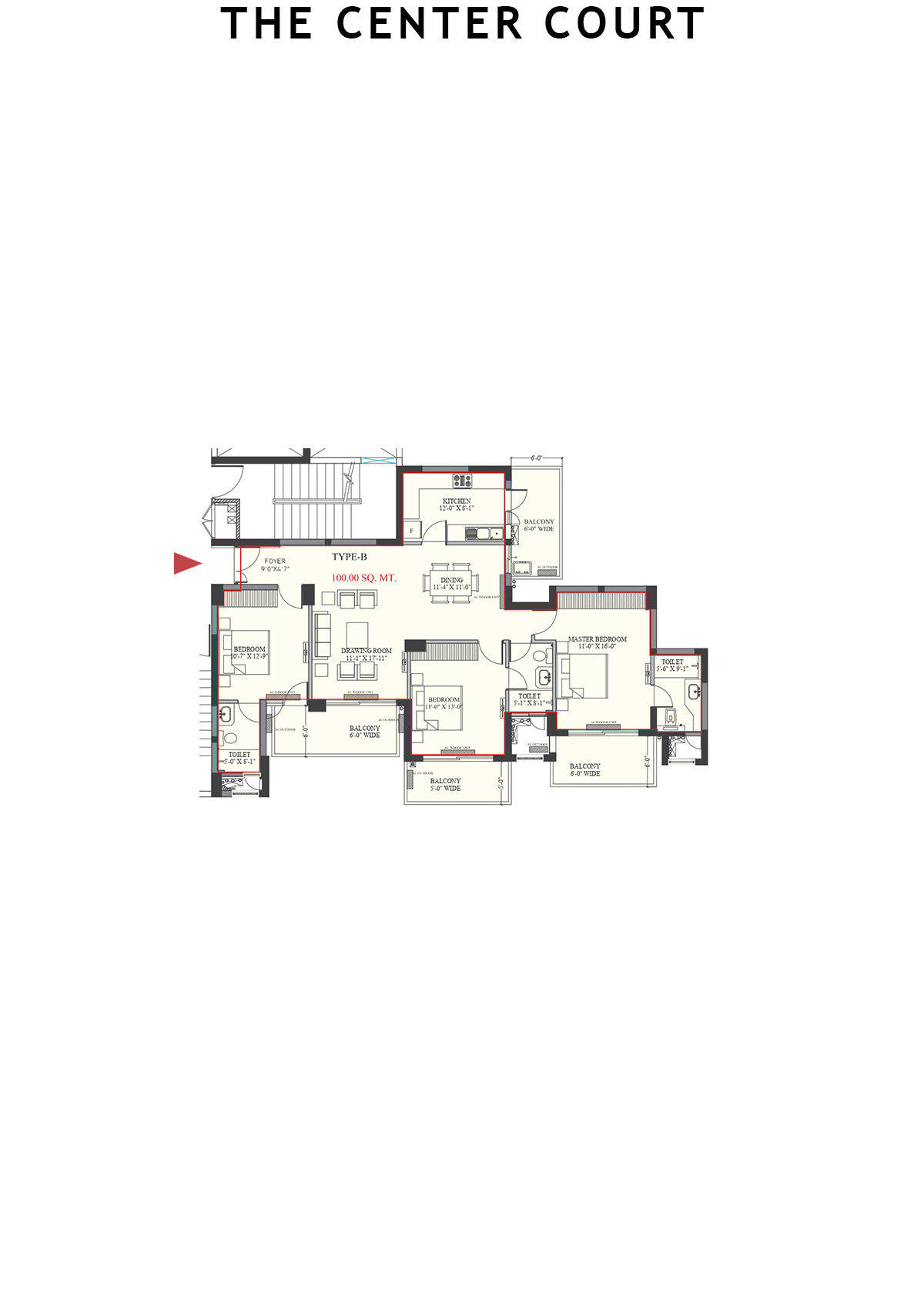 The Center Court Tower 4 Unit 13 (Type B) Floor Plan