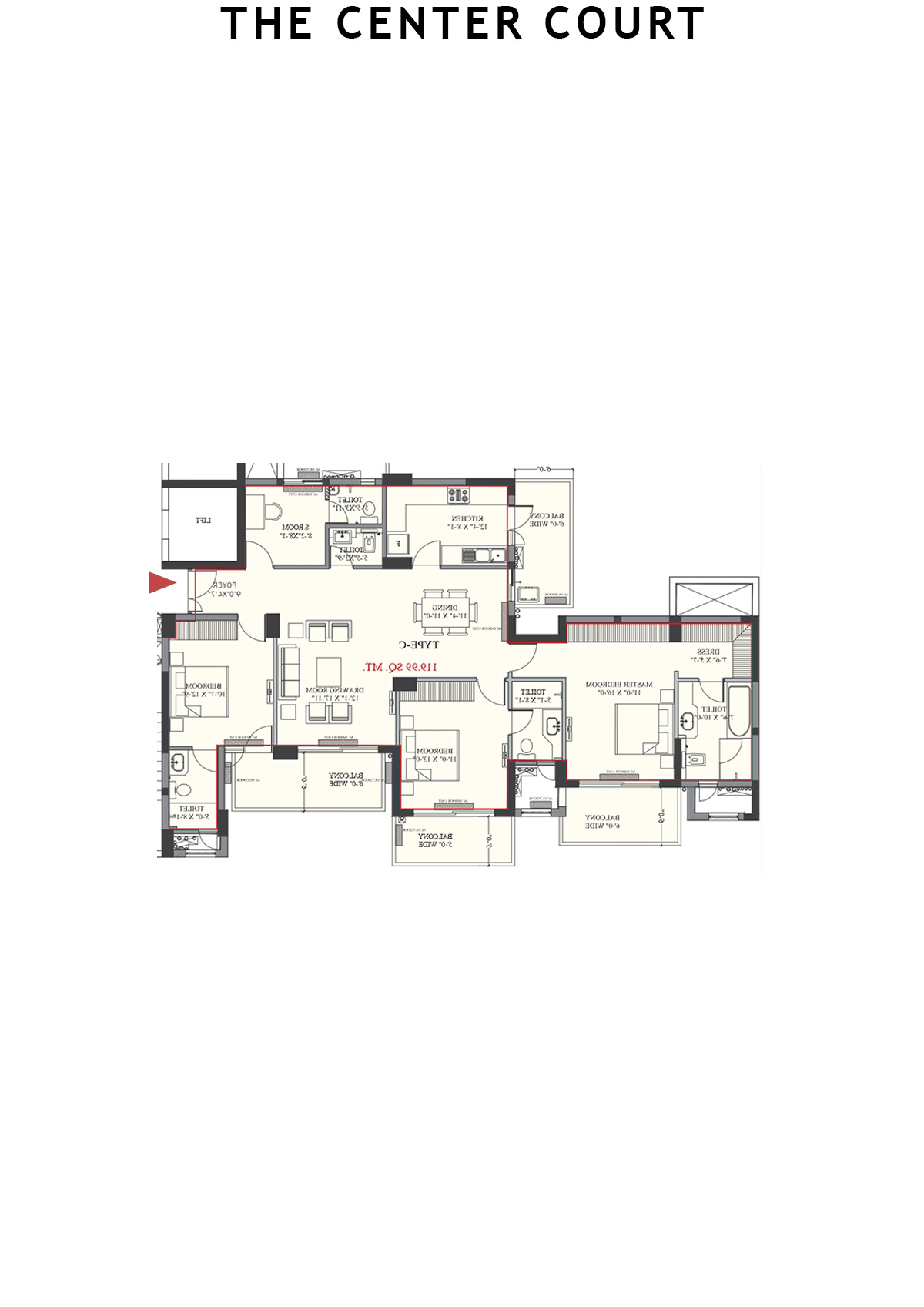 The Center Court Tower 5 Unit 17 (Type C) Floor Plan