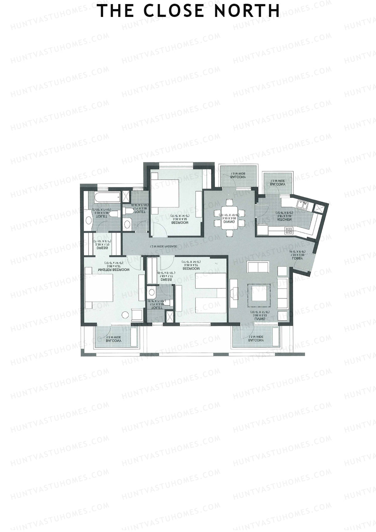 The Close North, Tower N10, Unit 1, 3BHK, Super Area 1997   sq ft 