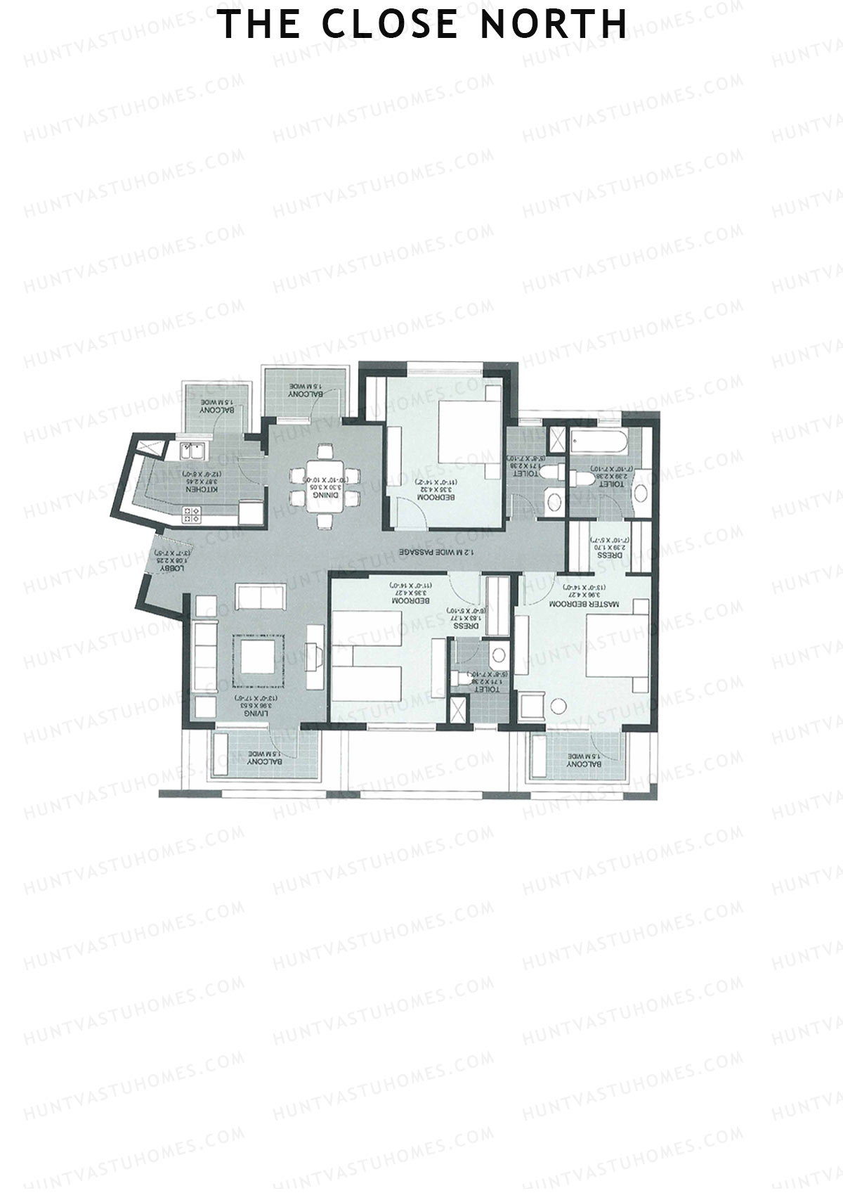 The Close North, Tower N11, Unit 2, 3BHK, Super Area 1997   sq ft 