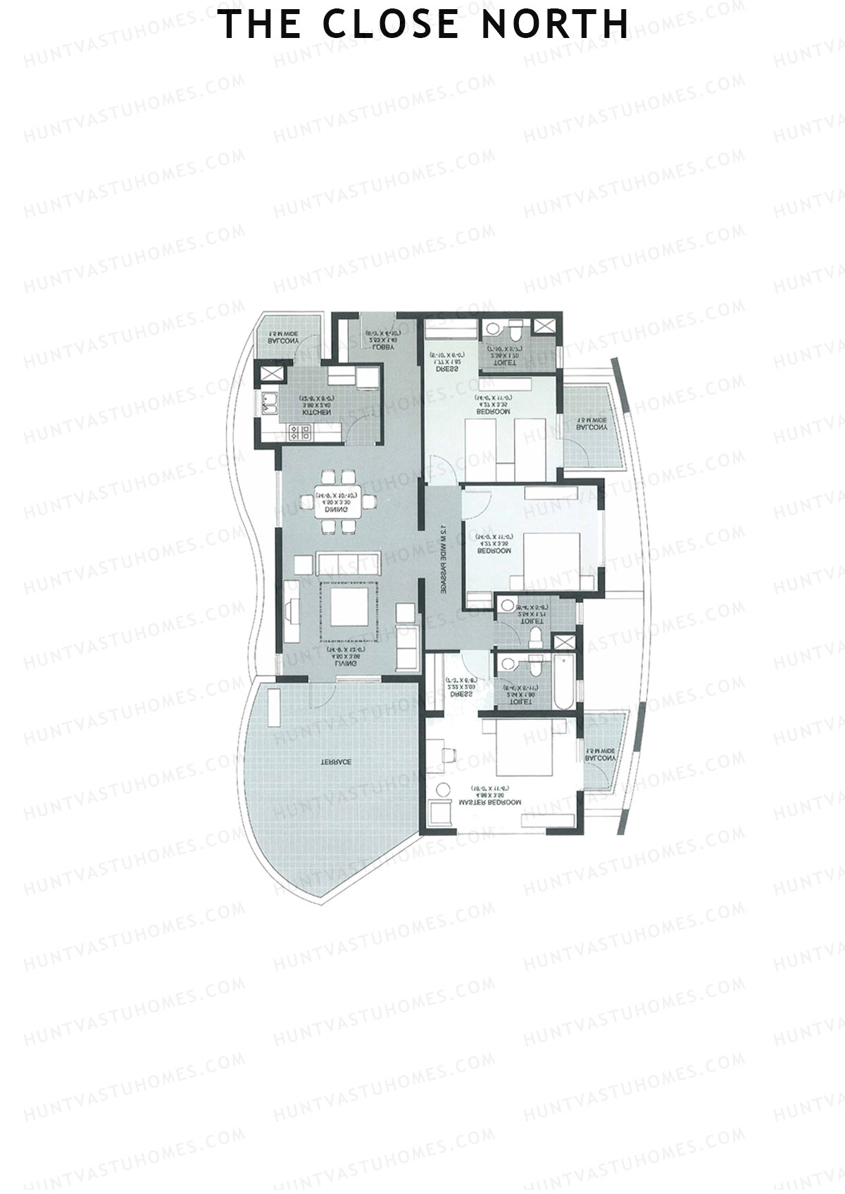 The Close North, Tower N11, Unit 3, 3BHK, Super Area 2093   sq ft 