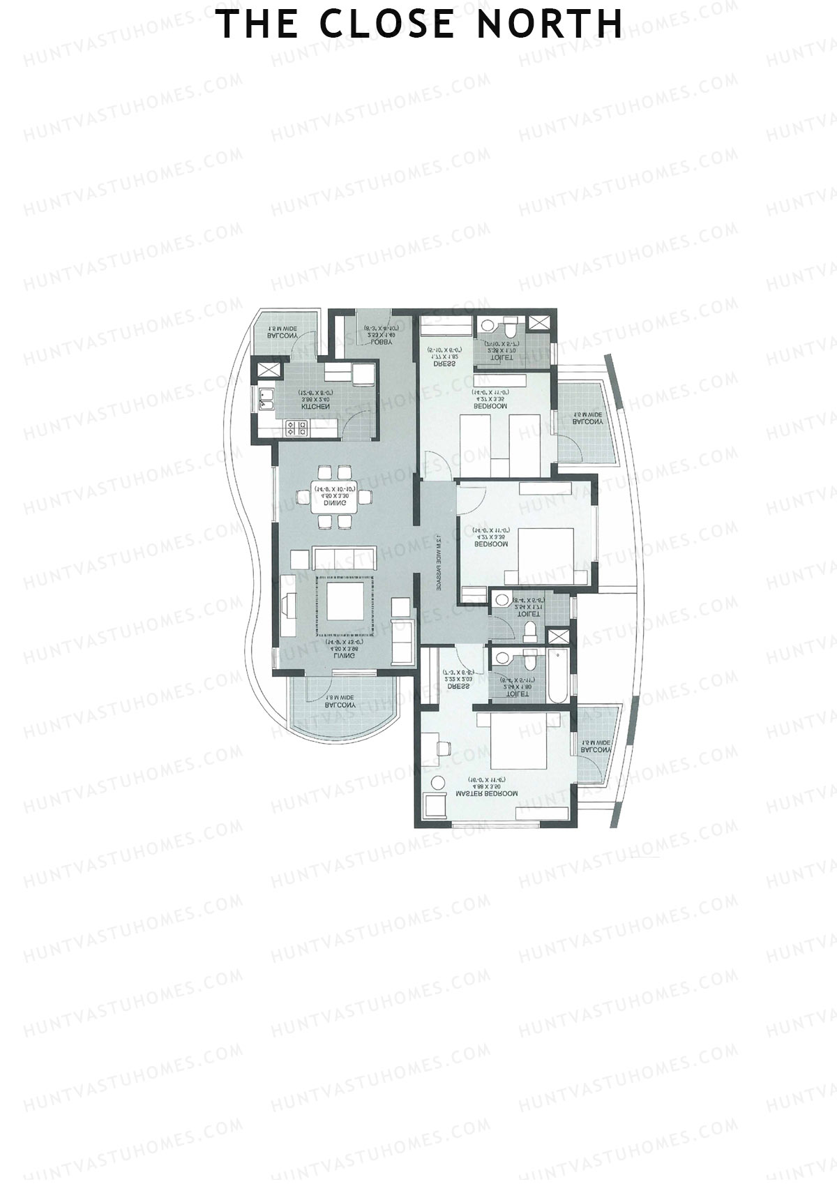 The Close North, Tower N11, Unit 3, 3BHK, Super Area 2093   sq ft 