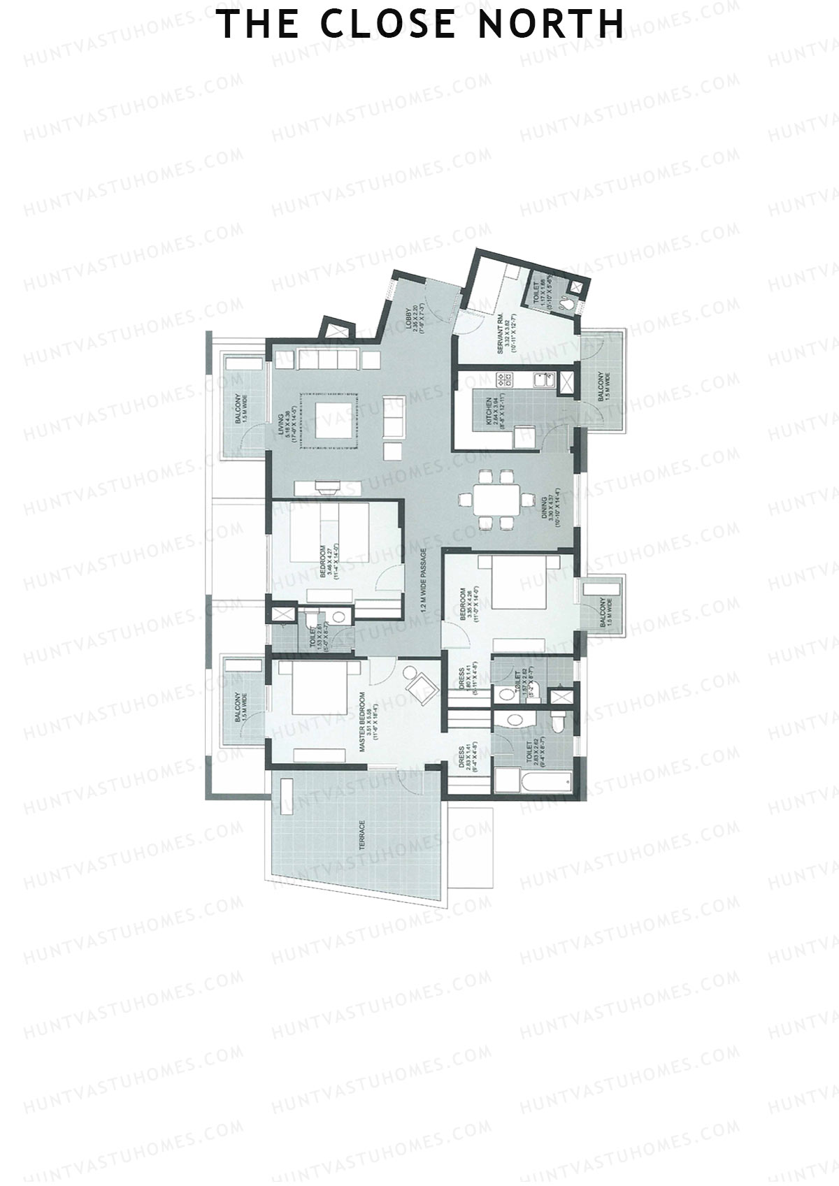The Close North, Tower N12, Unit 2, 3BHK, Super Area 2491   sq ft 