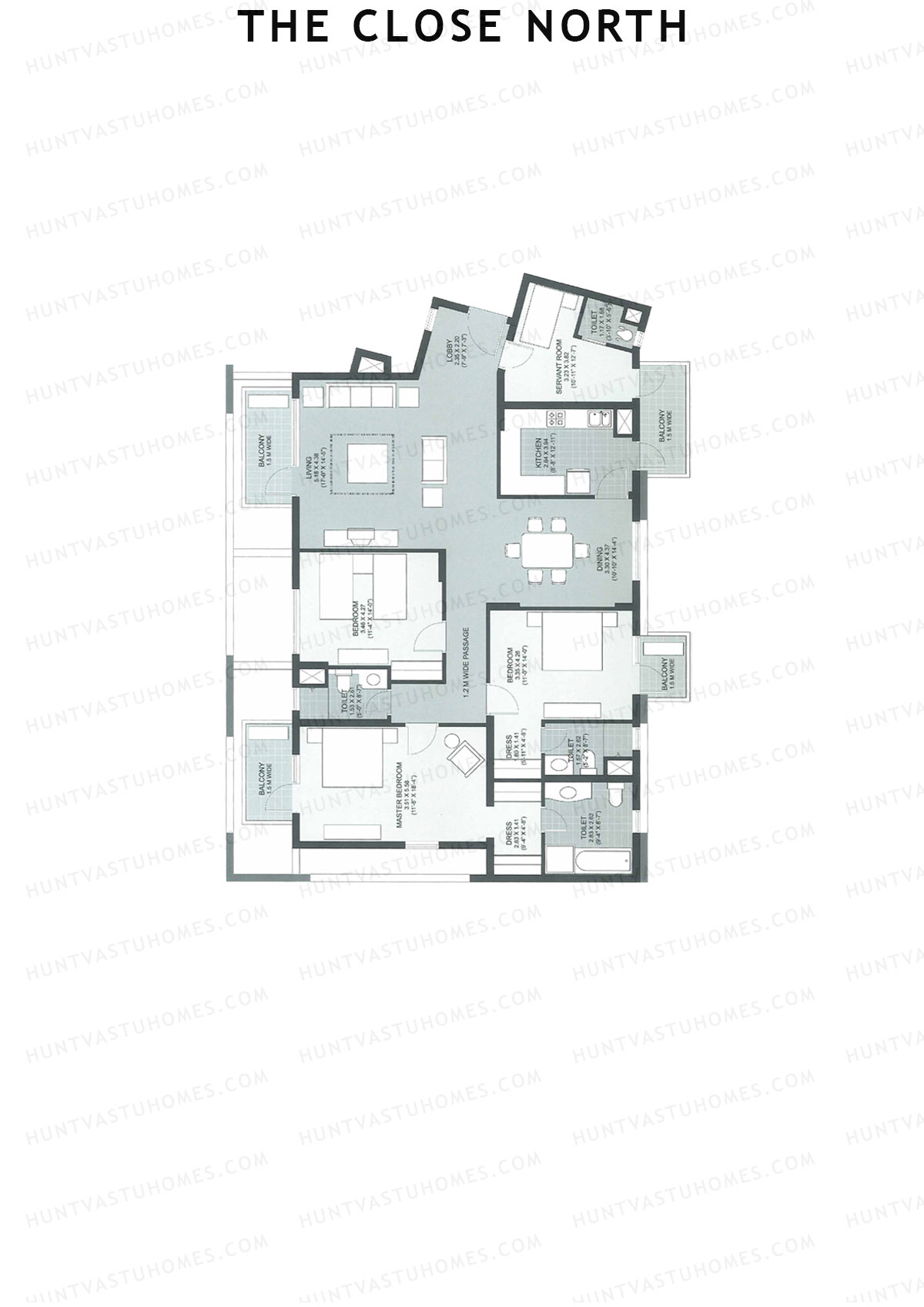 The Close North, Tower N12, Unit 2, 3BHK, Super Area 2491   sq ft 