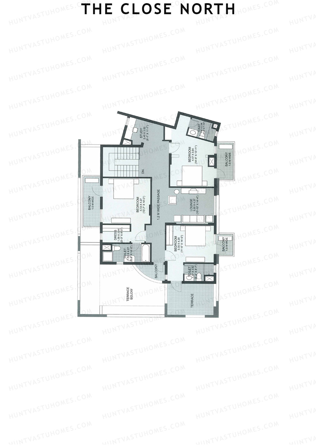 The Close North, Tower N12, Unit 2 (Penthouse), 4BHK, Super Area 4268   sq ft 