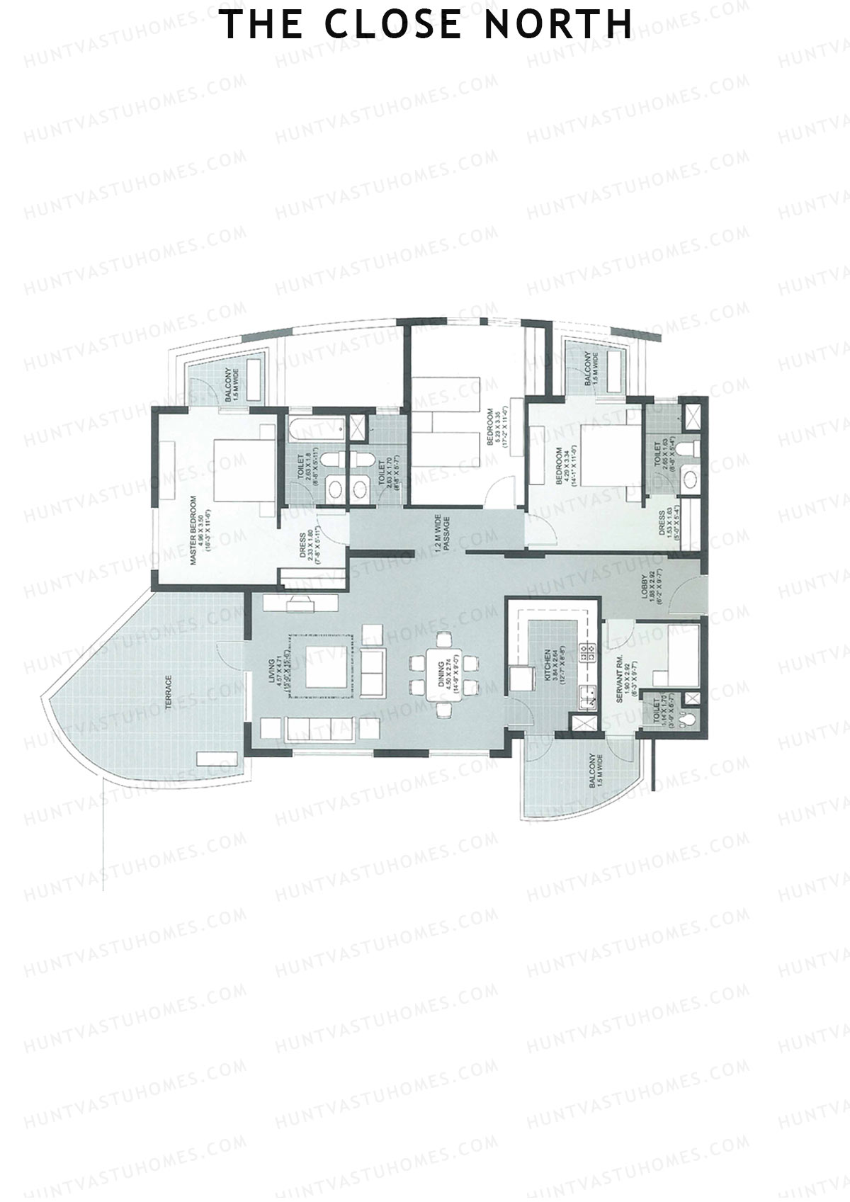 The Close North, Tower N12, Unit 3, 3BHK, Super Area 2480   sq ft 