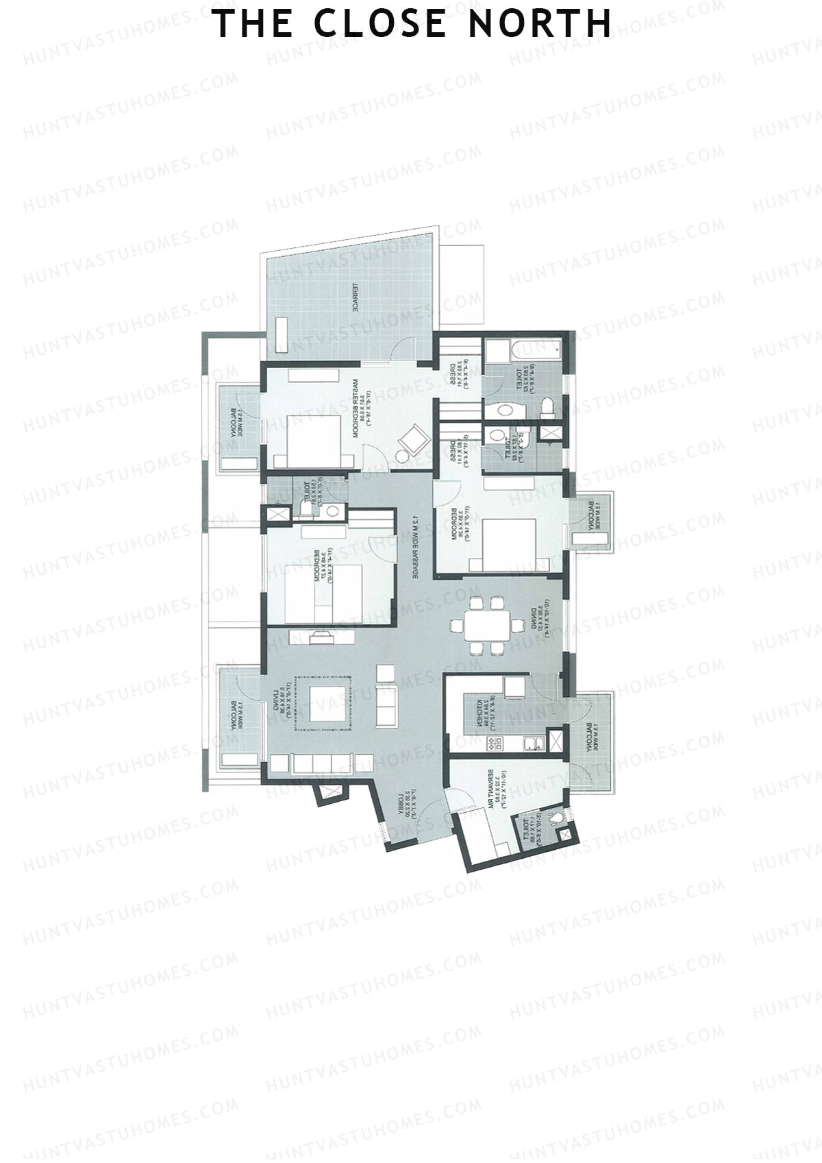 The Close North, Tower N14, Unit 1, 3BHK, Super Area 2491   sq ft 
