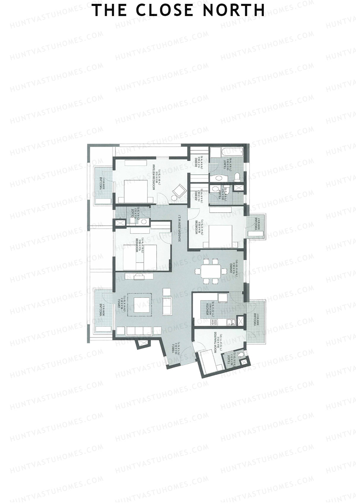 The Close North, Tower N14, Unit 1, 3BHK, Super Area 2491   sq ft 