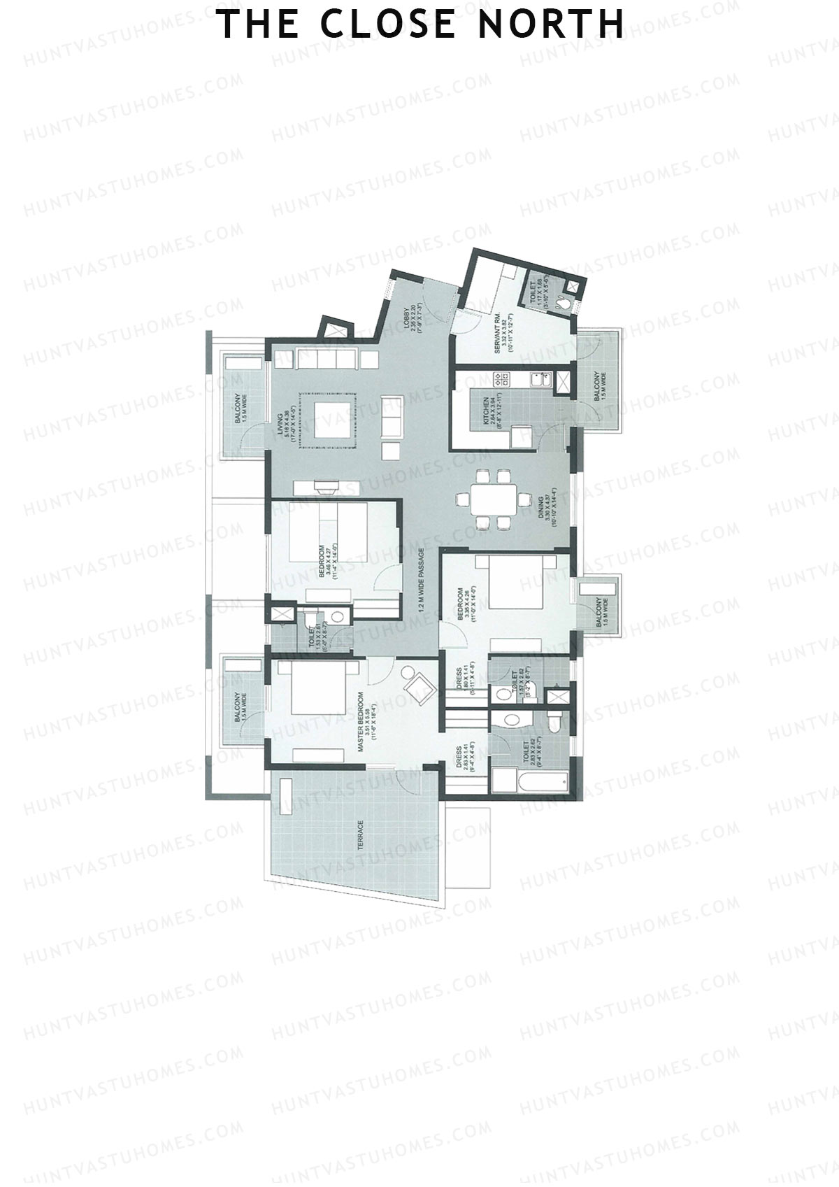 The Close North, Tower N14, Unit 2, 3BHK, Super Area 2491   sq ft 